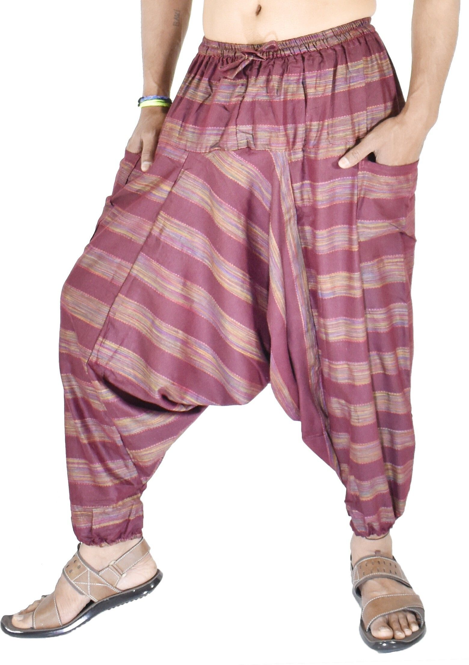 whitewhale Striped Cotton Men Harem Pants-picture-20