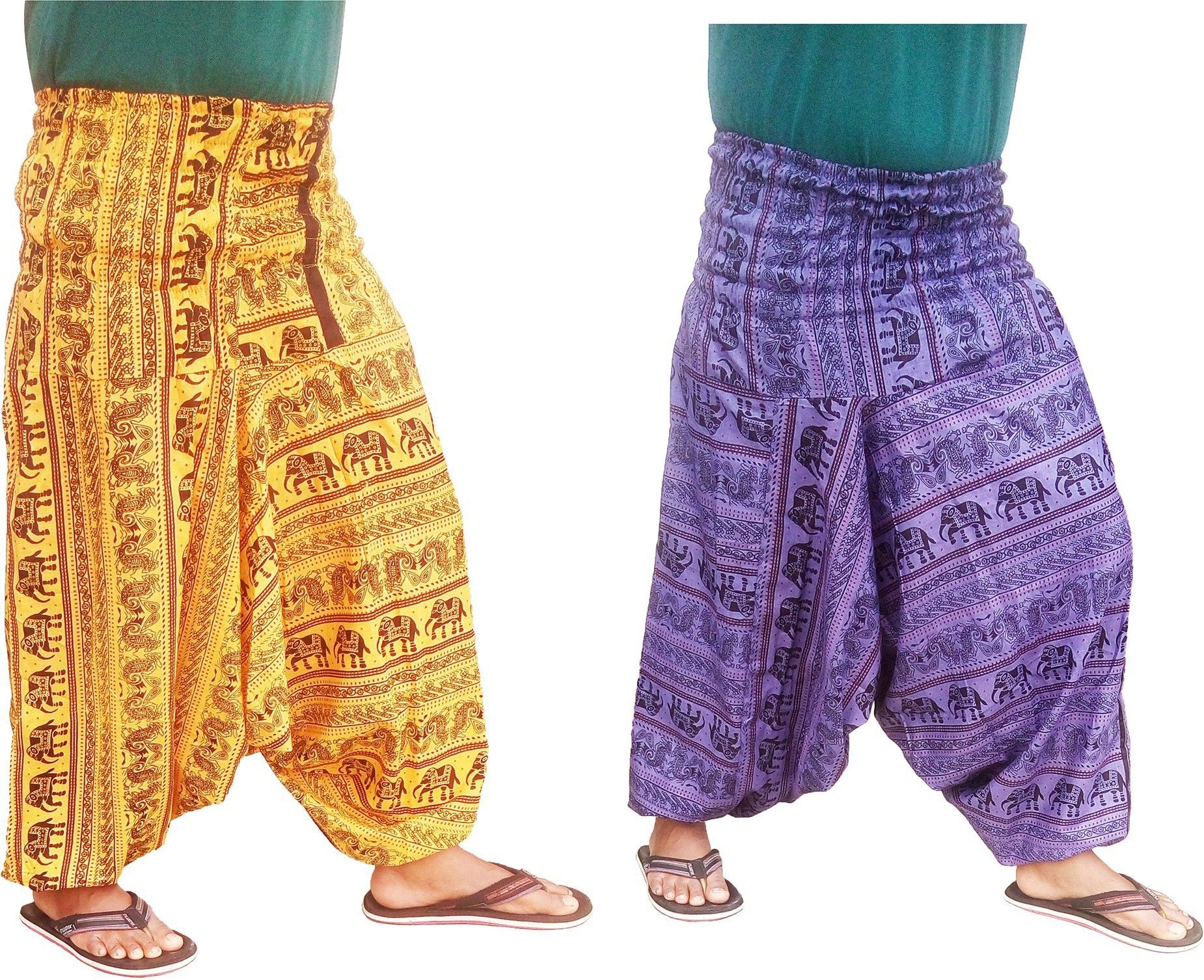 icare Printed Cotton Blend Men Harem Pants-picture-30