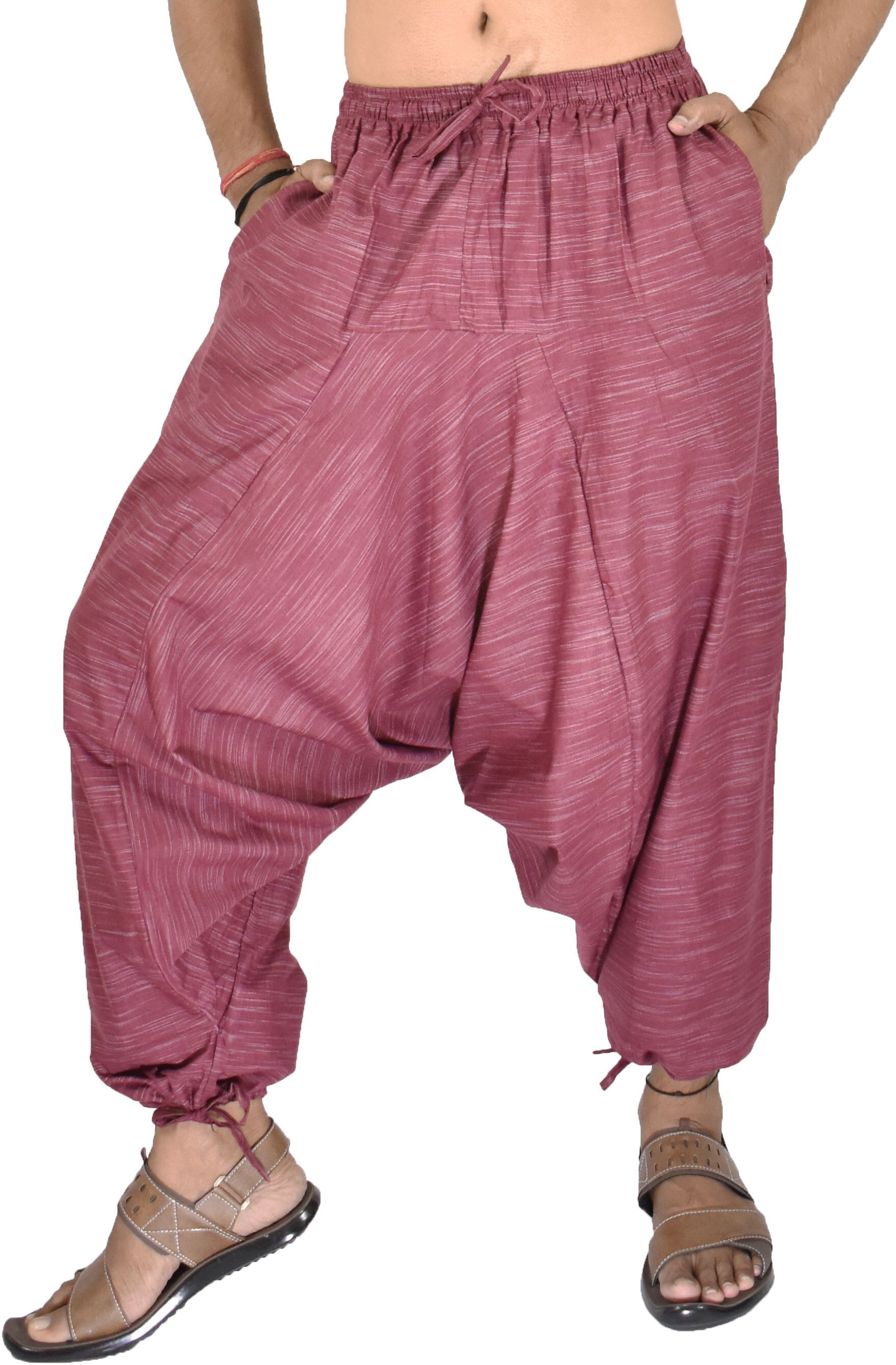whitewhale Solid Cotton Men Harem Pants-picture-11