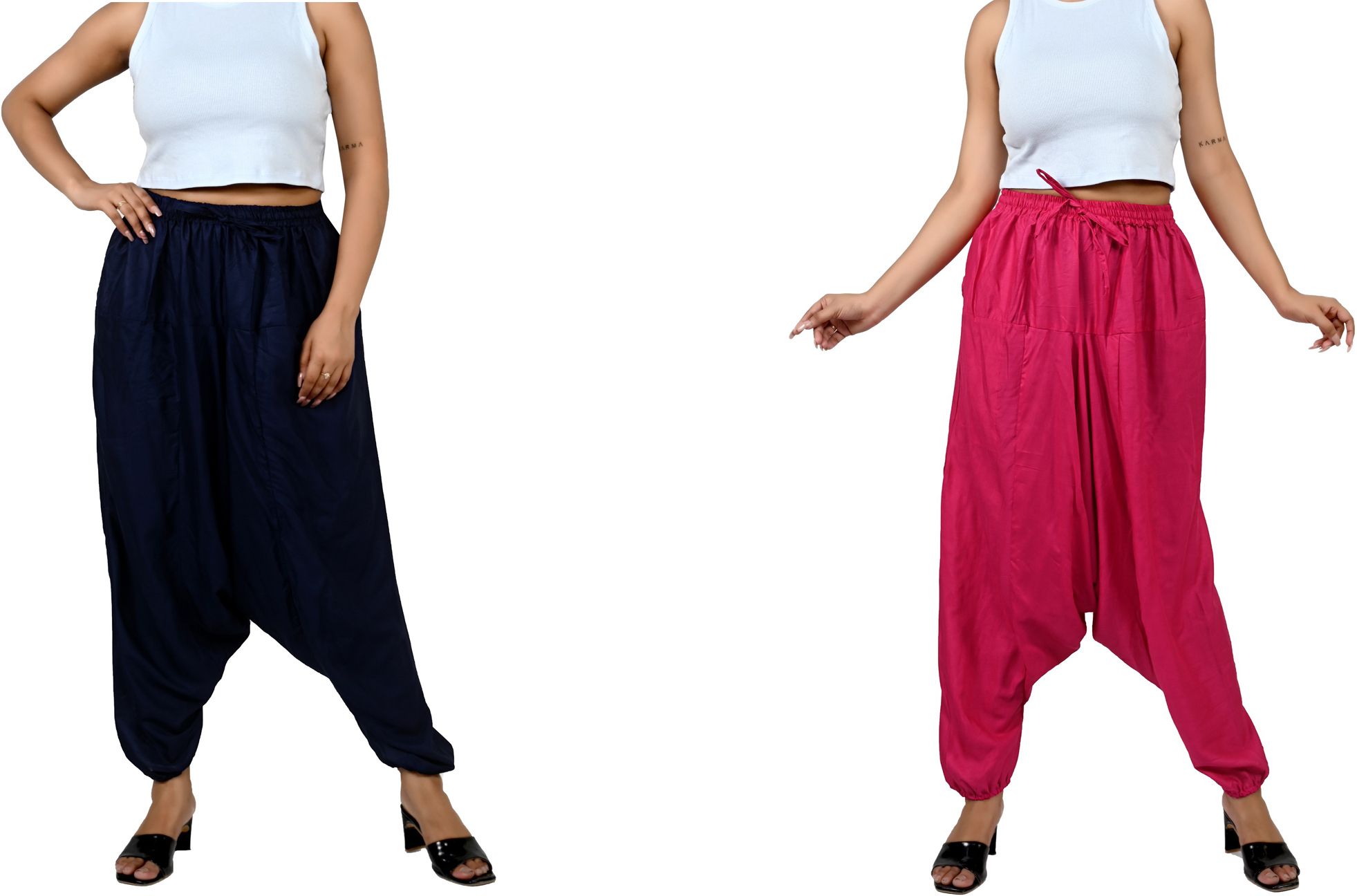fusfus Solid Rayon Women Harem Pants-picture-13