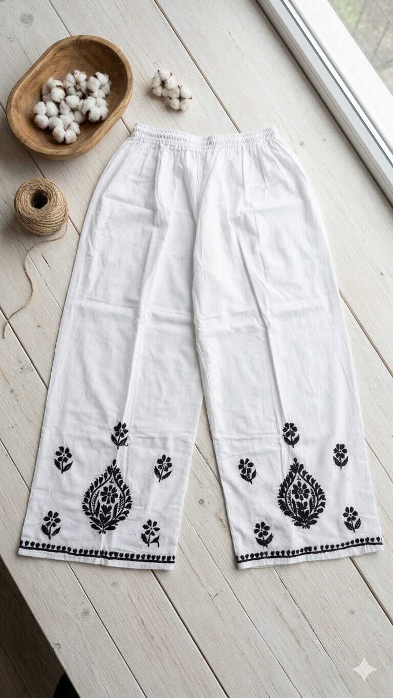 ayesha chikan Embroidered Cotton Women Harem Pants-picture-14