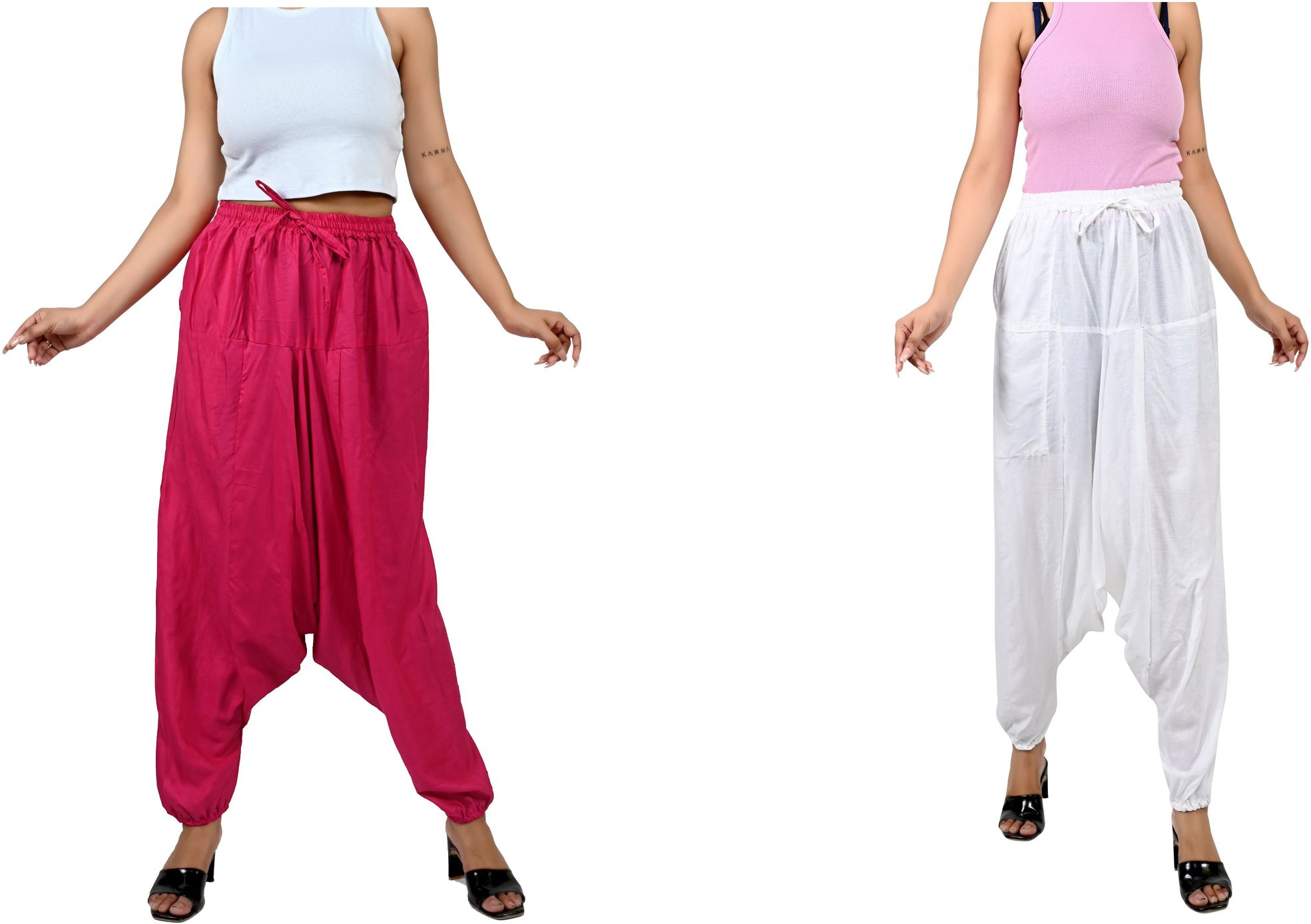 fusfus Solid Rayon Women Harem Pants-picture-12