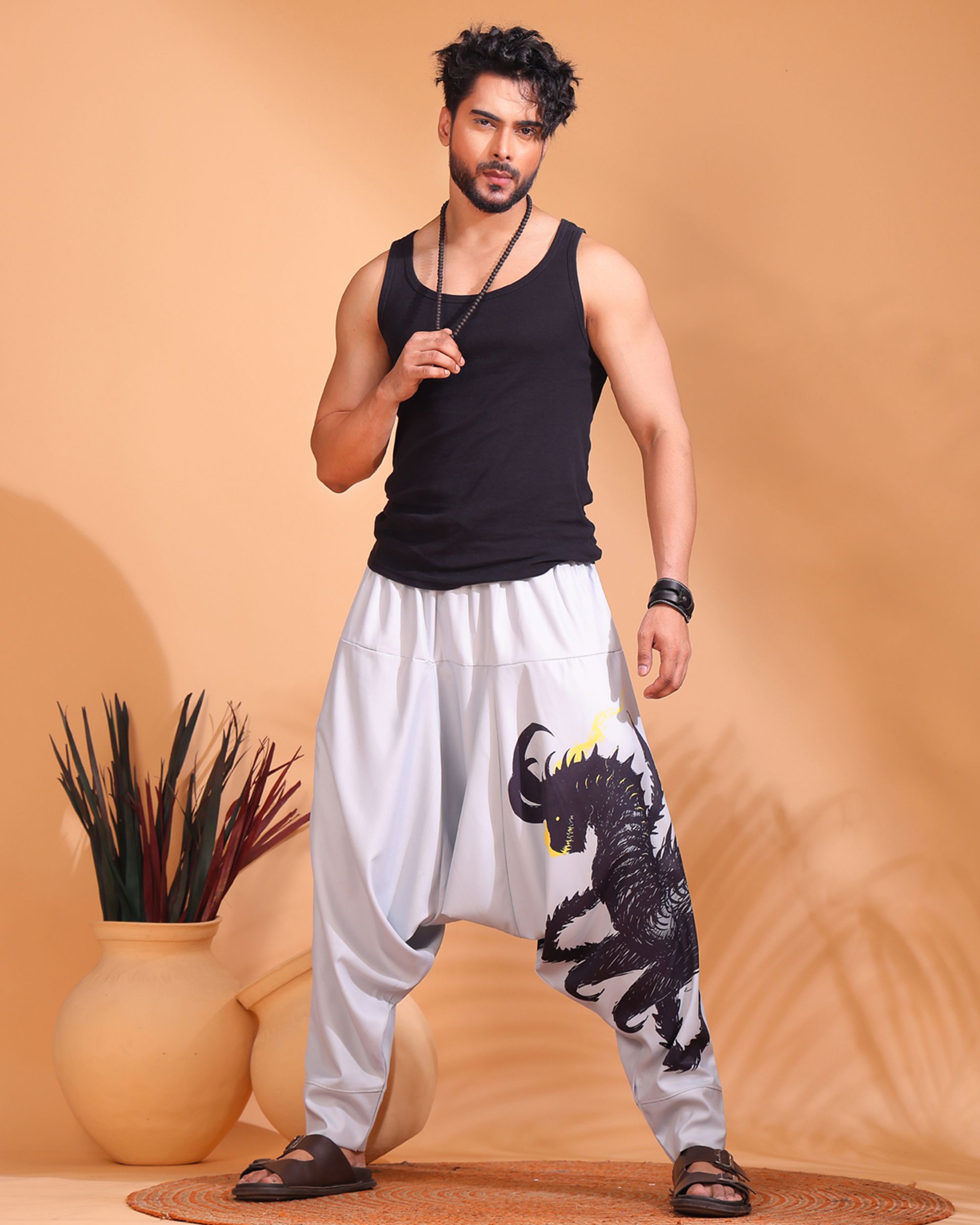 Animal Print Cotton Men Harem Pants-image-44