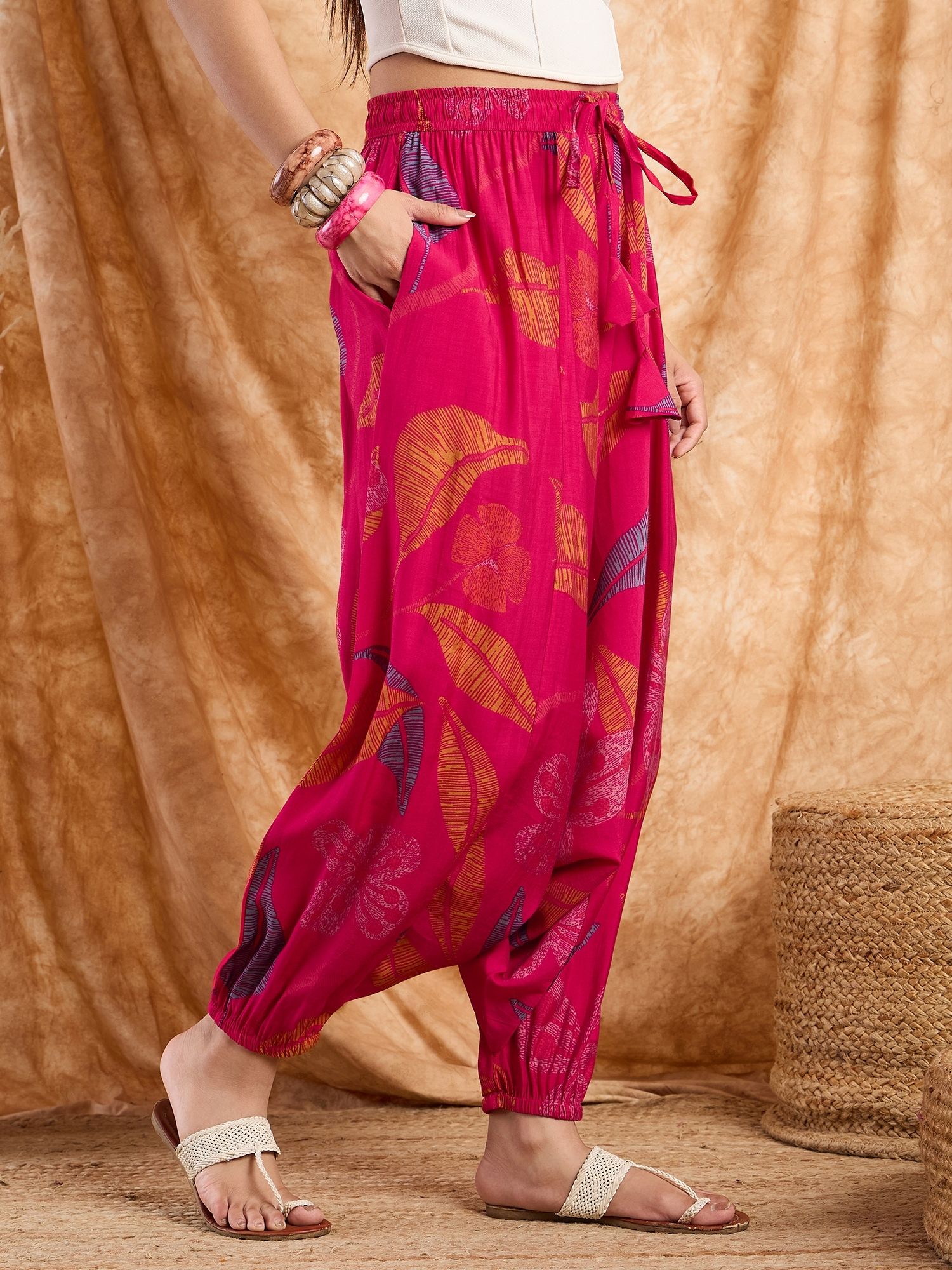 inweave Printed Raw Silk Women Harem Pants-picture-36