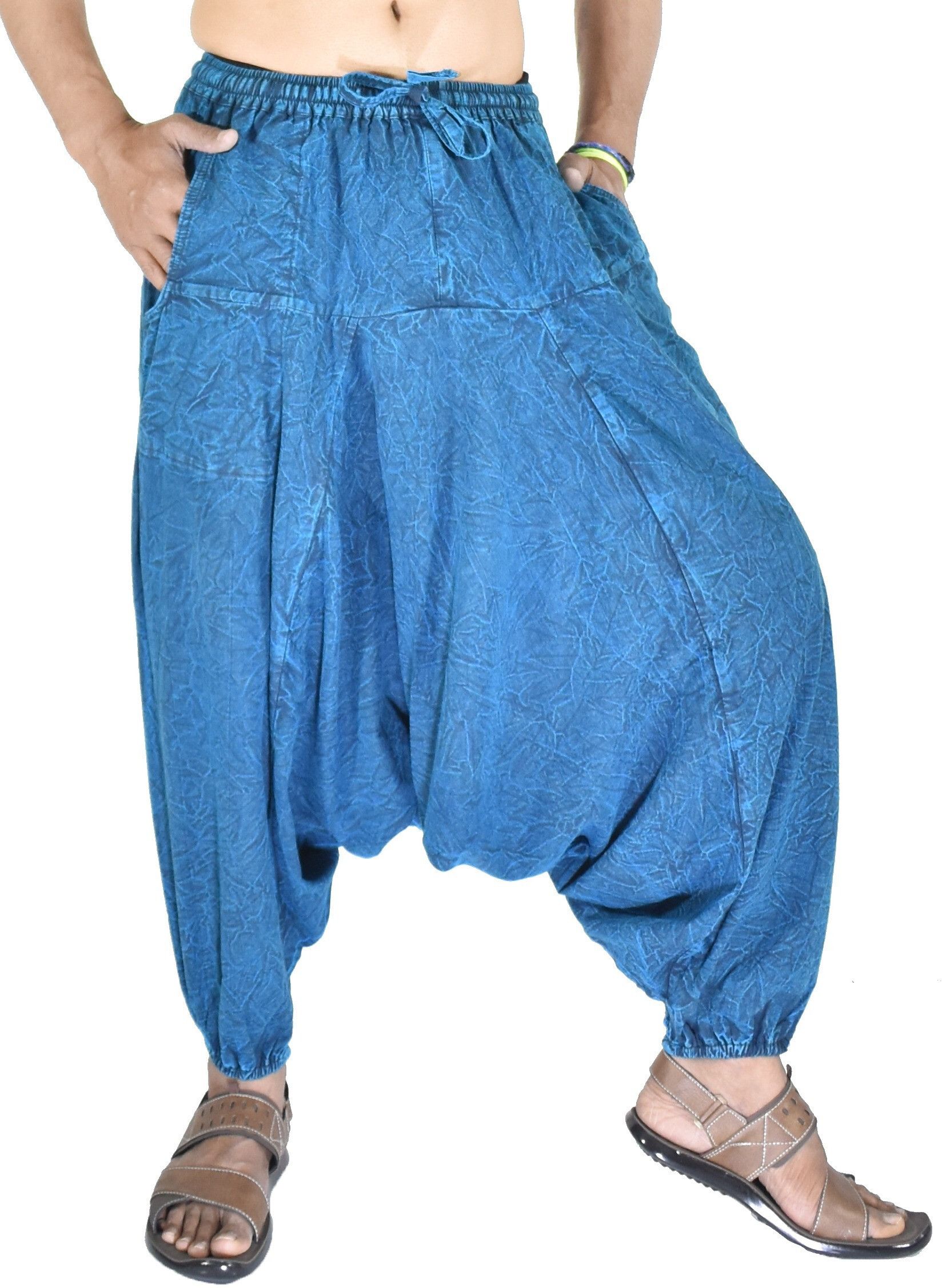 Colorblock Cotton Men Harem Pants-image-46