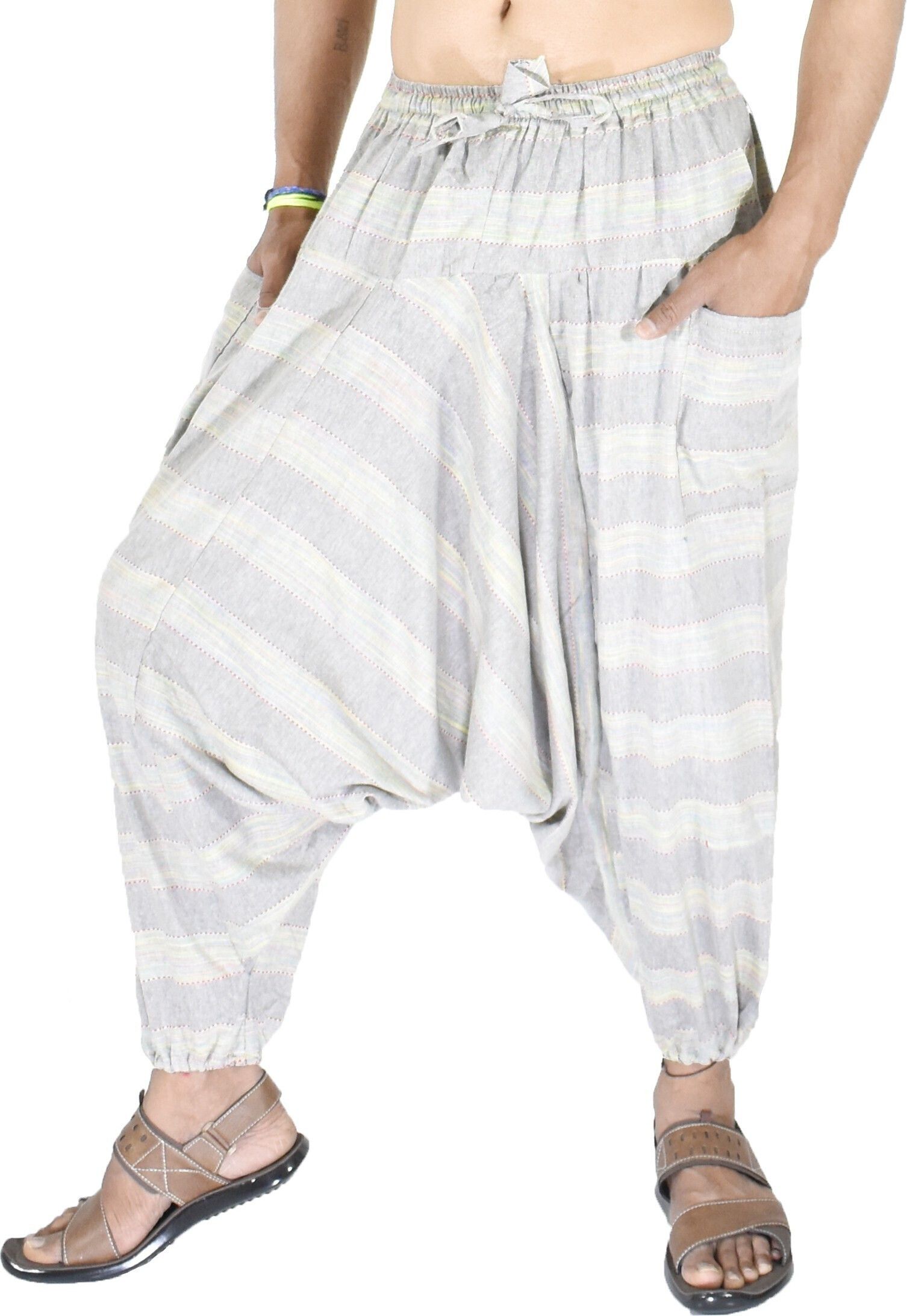 whitewhale Striped Cotton Men Harem Pants-picture-21