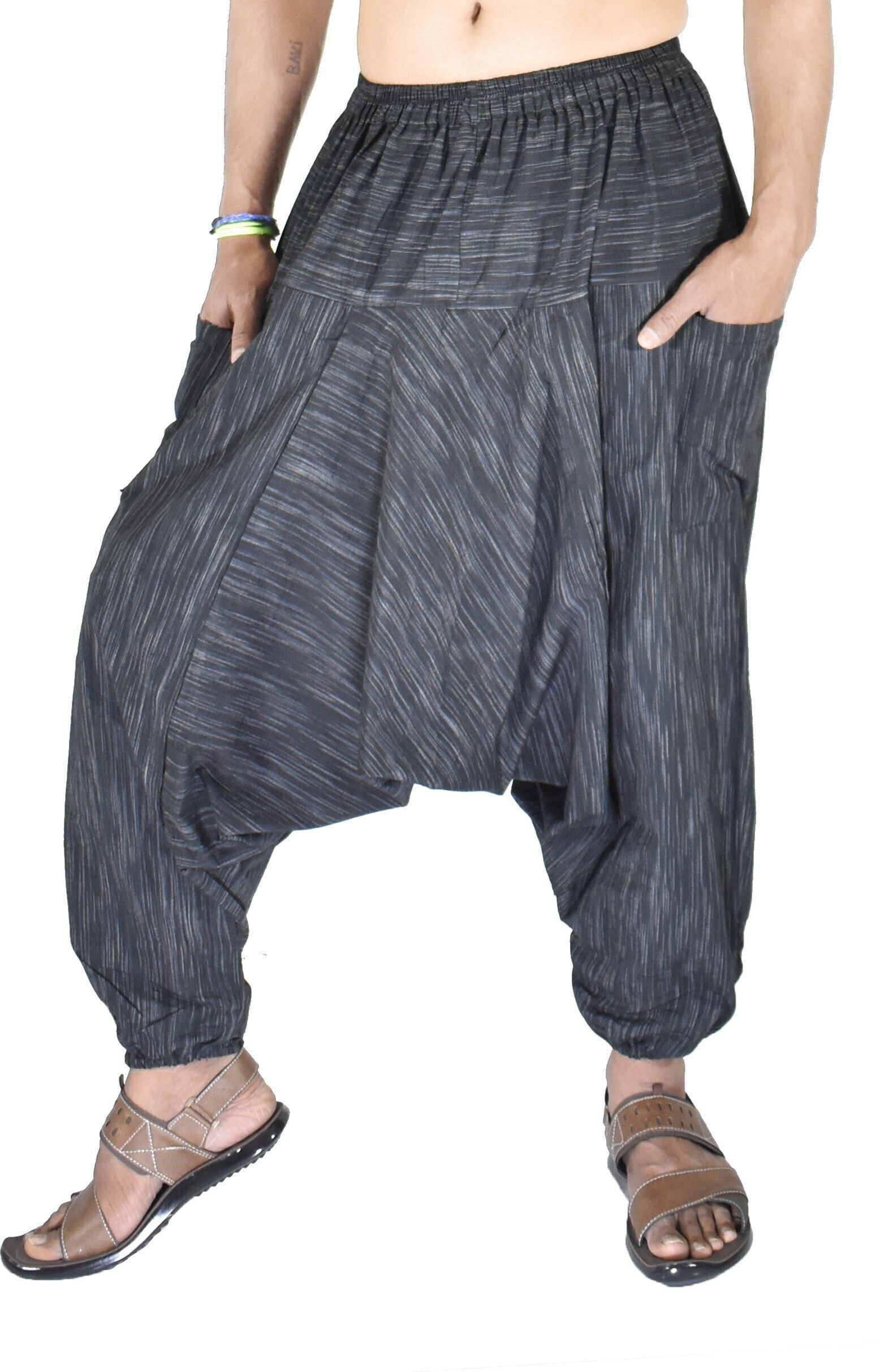 whitewhale Striped Cotton Men Harem Pants-picture-44