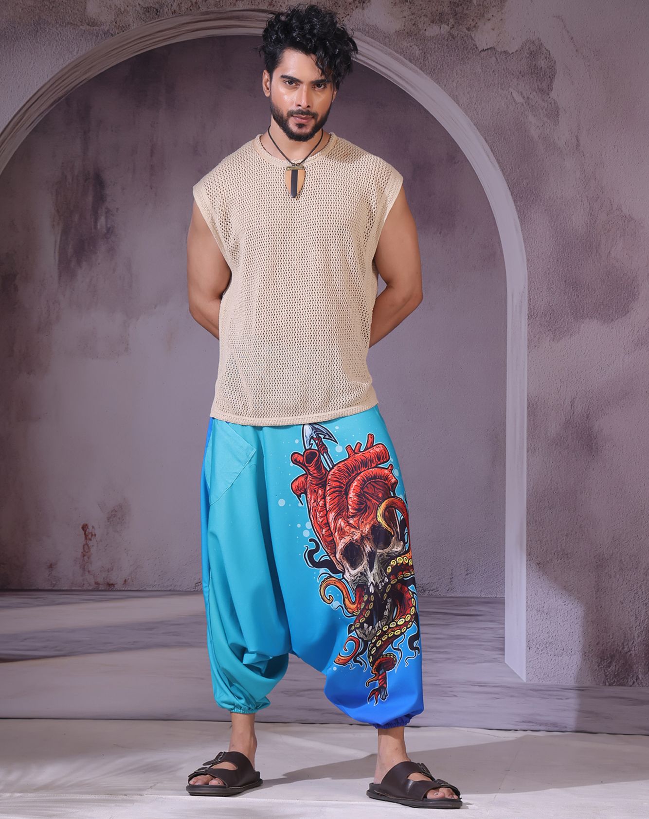 Animal Print Cotton Men Harem Pants-image-35