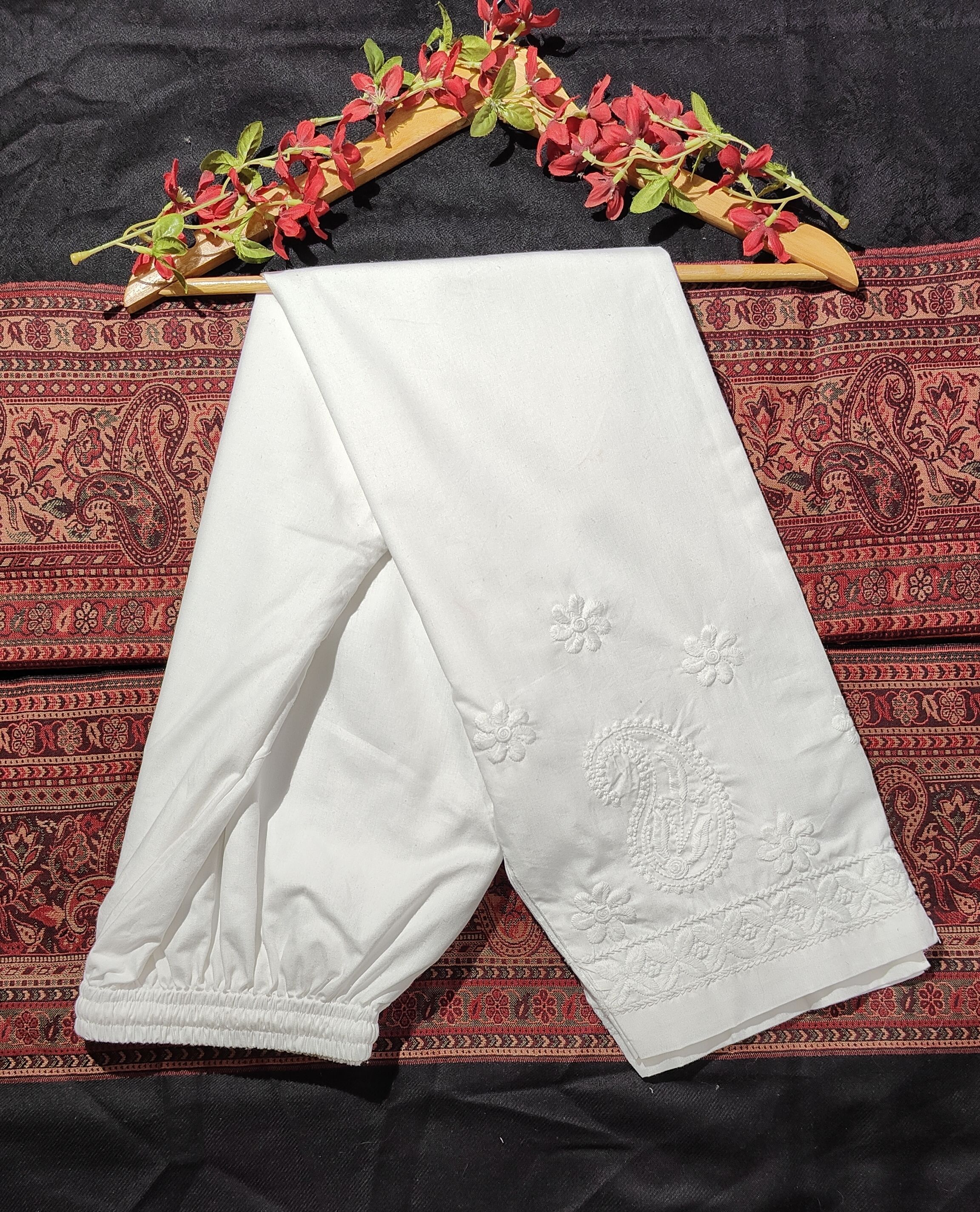 simna chikan Embroidered Cotton Women Harem Pants-picture-11