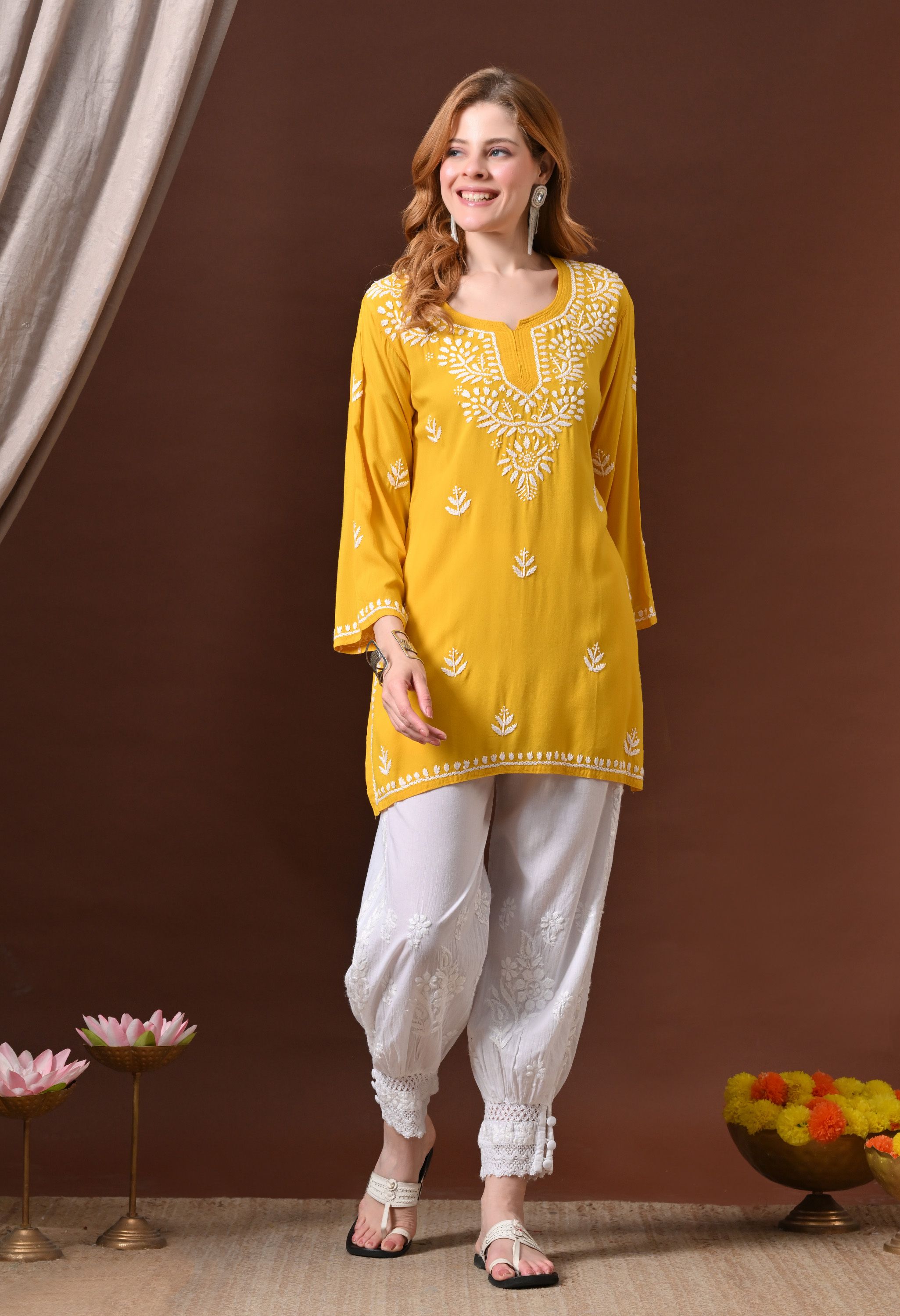 fashionable chikan handikraft Embroidered Cotton Women Harem Pants-picture-20