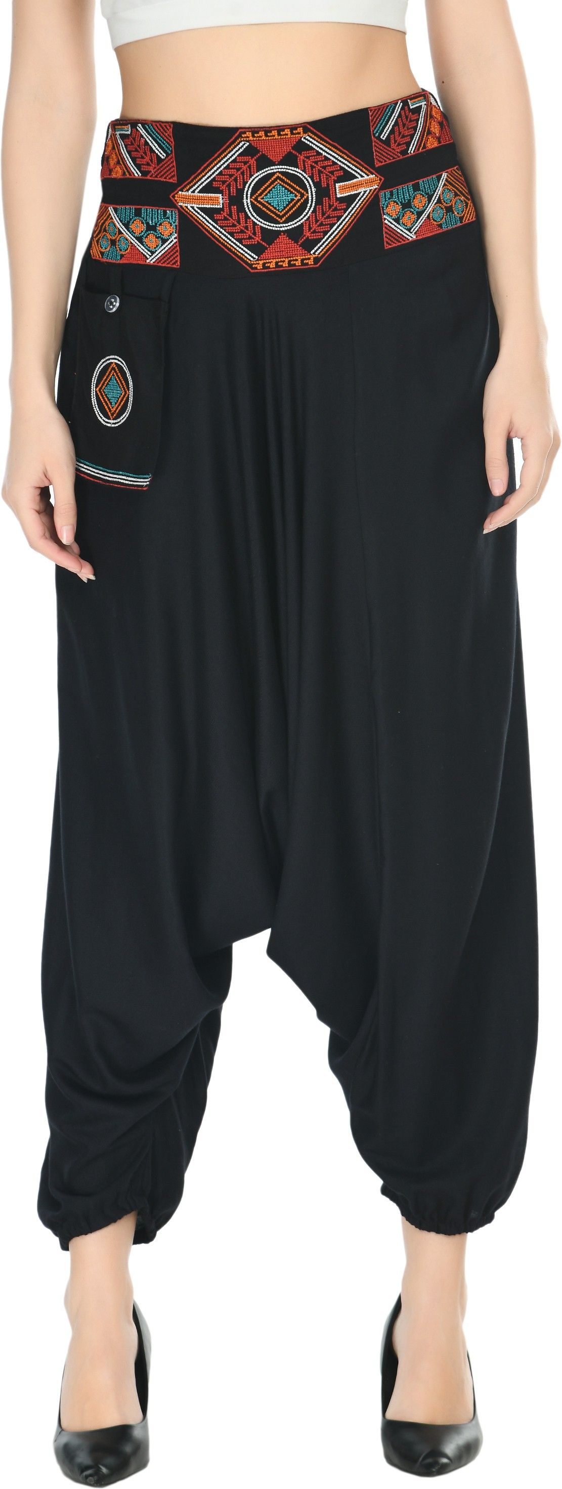 purpura Embroidered Rayon Women Harem Pants-picture-33