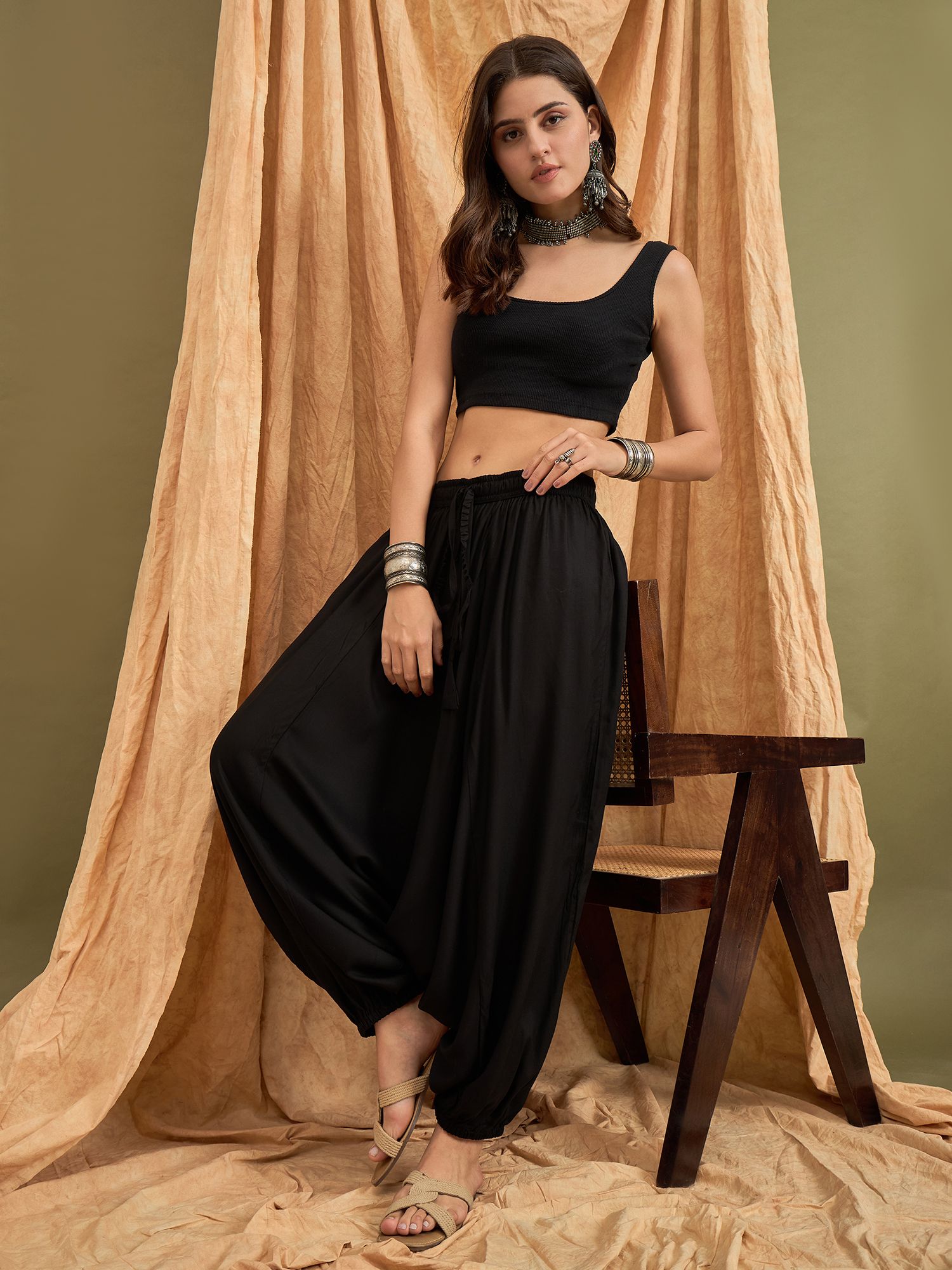 inweave Solid Rayon Women Harem Pants-picture-12
