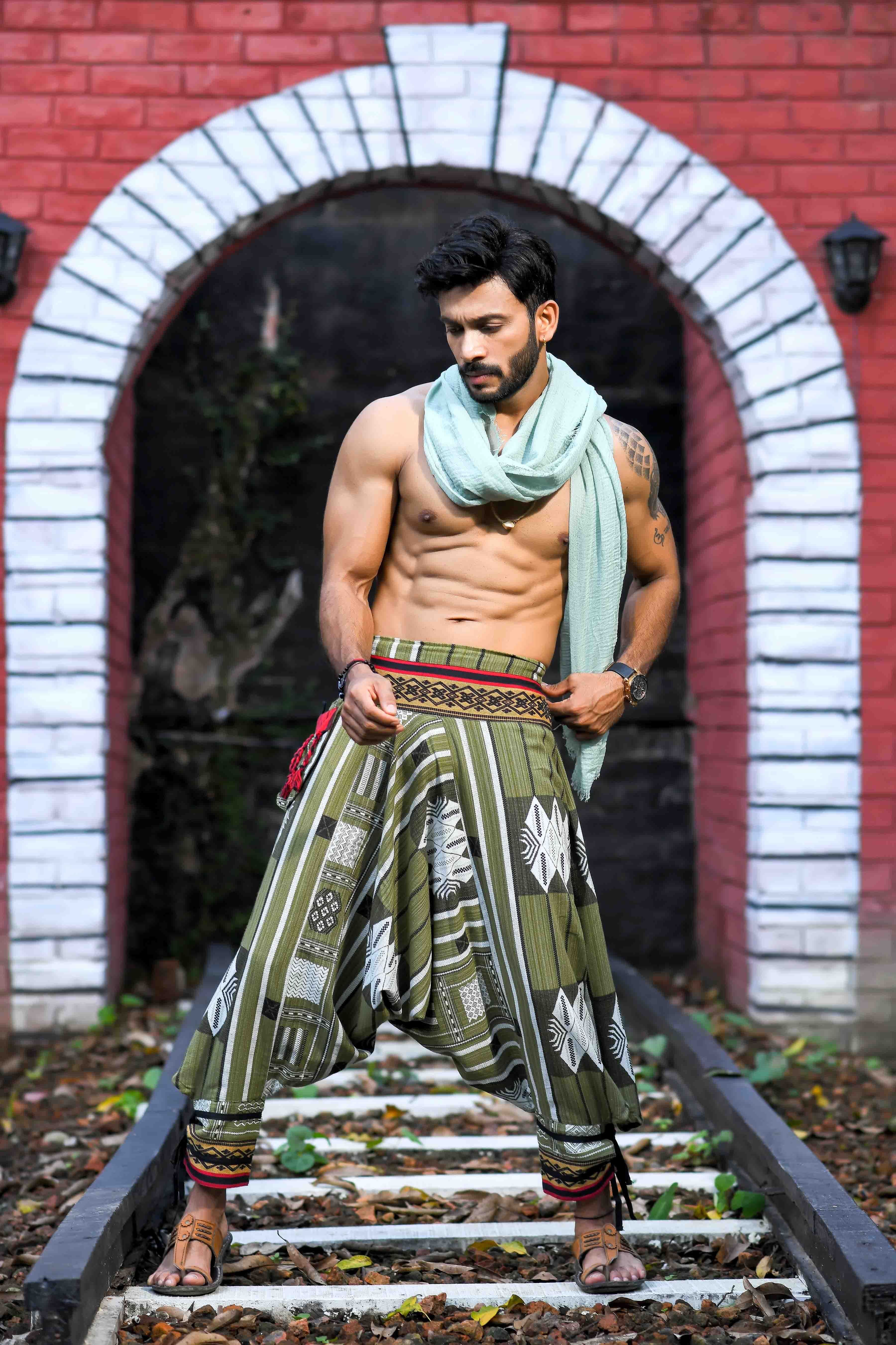 Colorblock Cotton Men Harem Pants-image-48