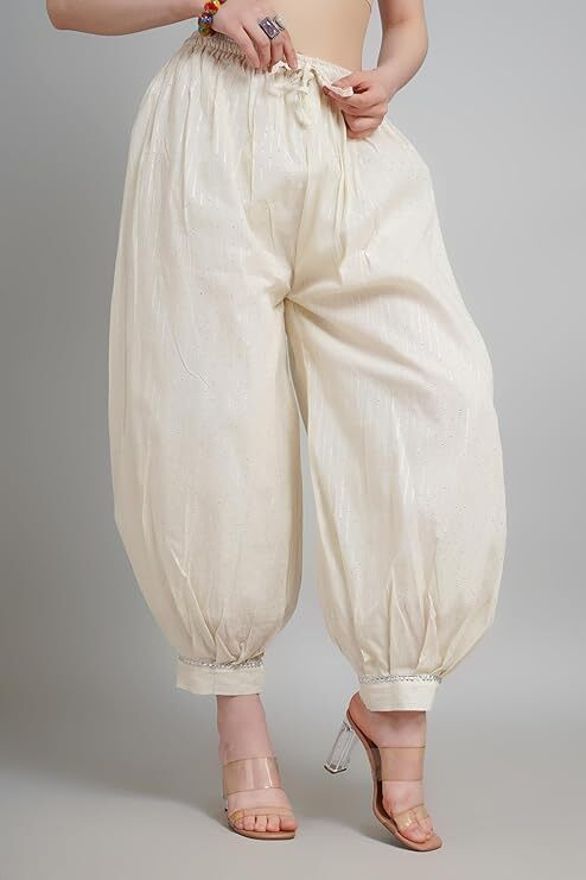 Solid Cotton Women Harem Pants-image-6