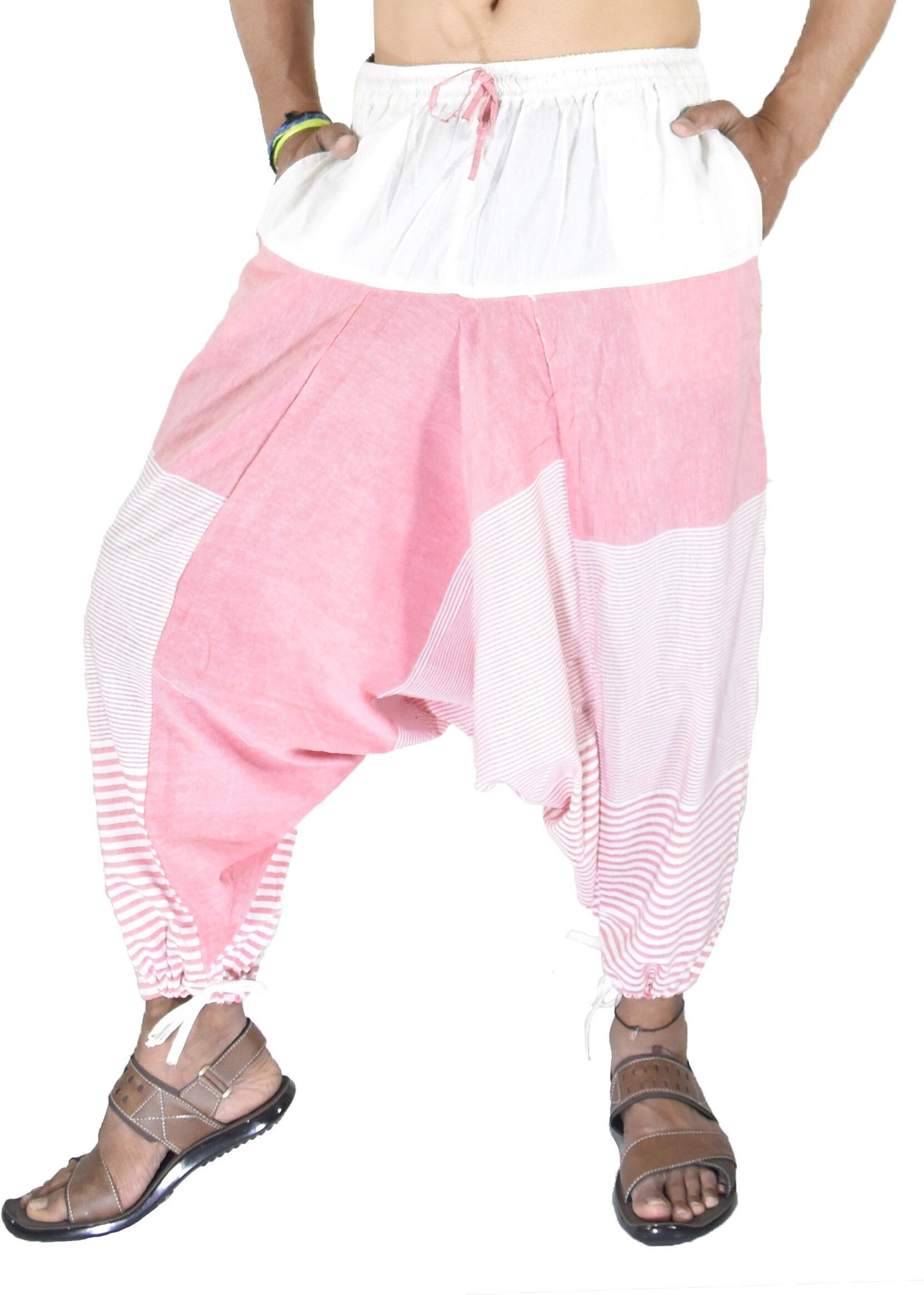 whitewhale Striped Cotton Men Harem Pants-picture-38