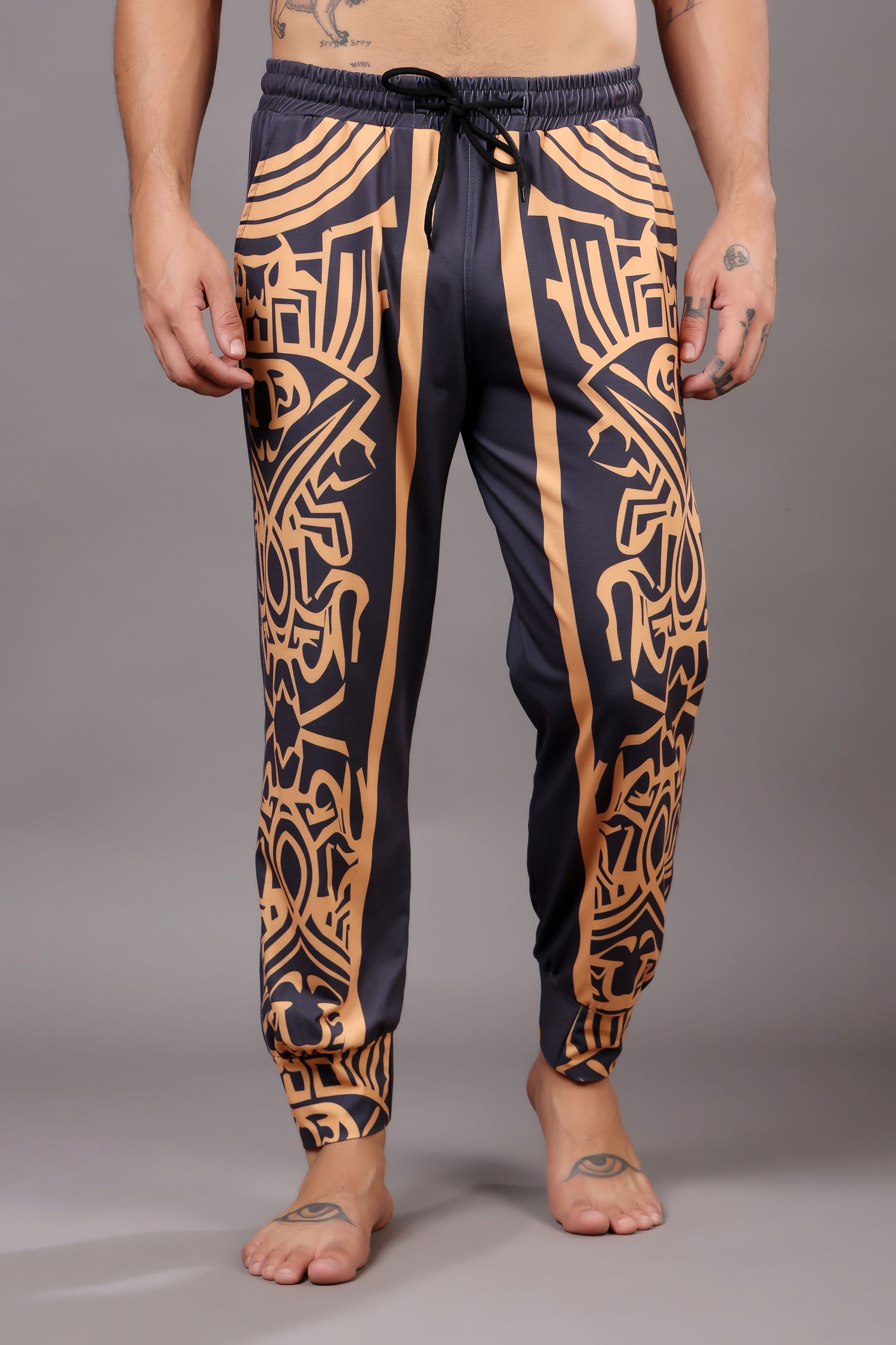 Graphic Print Polyester Men Harem Pants-image-14