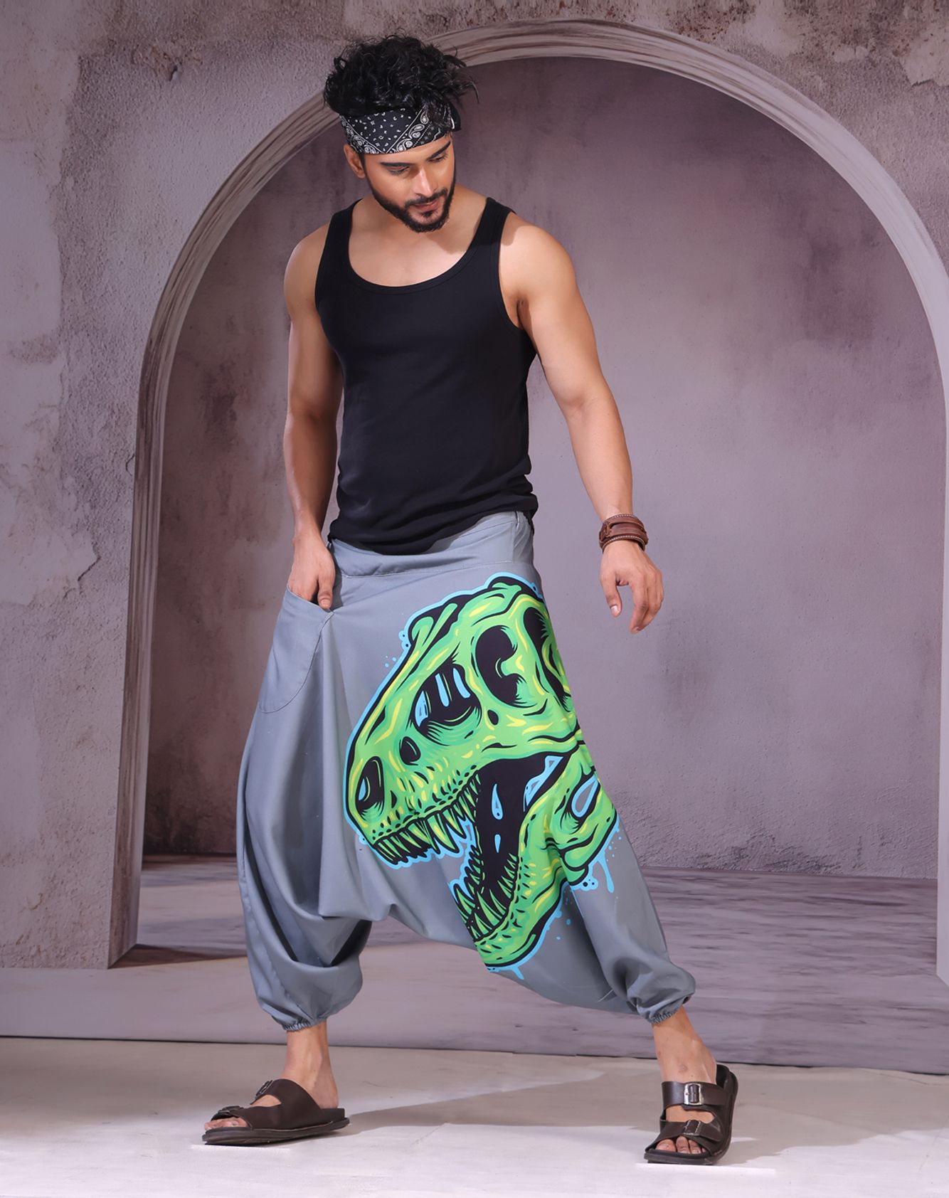 stand out Animal Print Cotton Men Harem Pants-picture-16