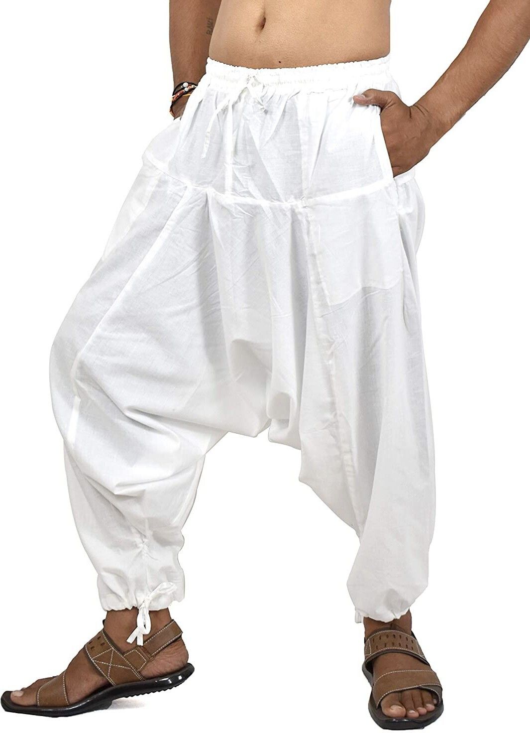 Solid Cotton Men Harem Pants