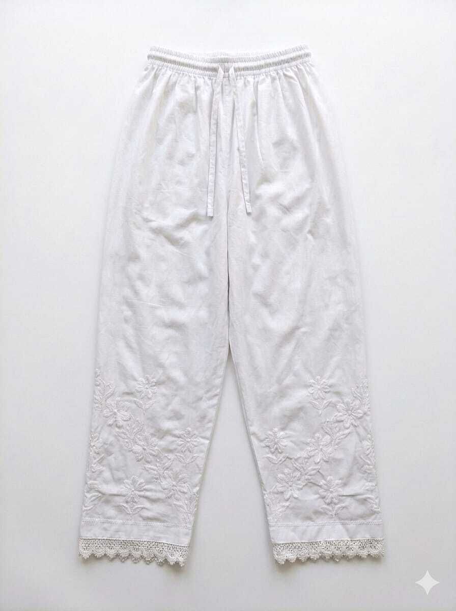 mansoori chikan handicraf Embroidered Cotton Women Harem Pants-picture-42