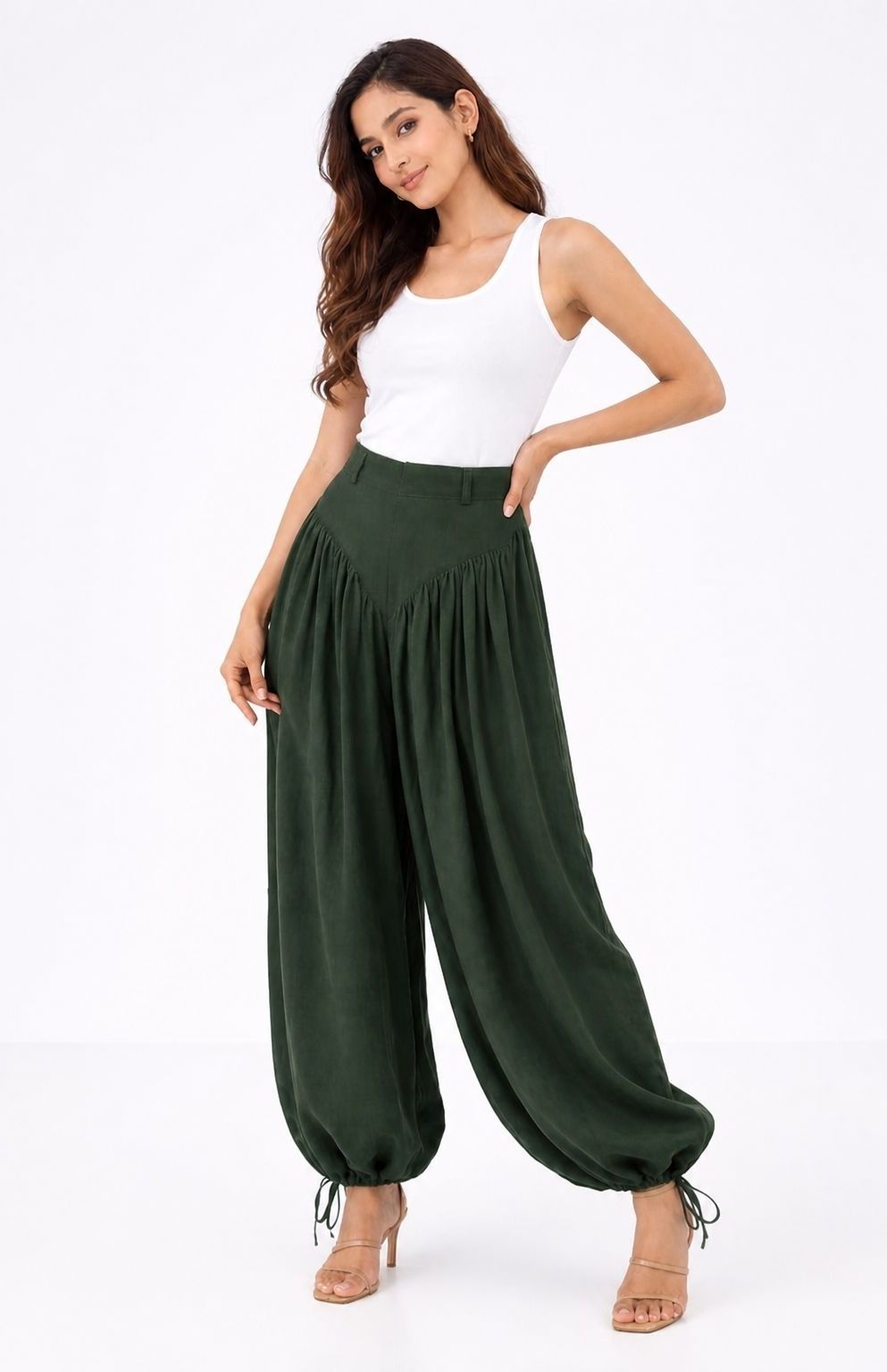 nayaandaaz Solid Linen Women Harem Pants-picture-29