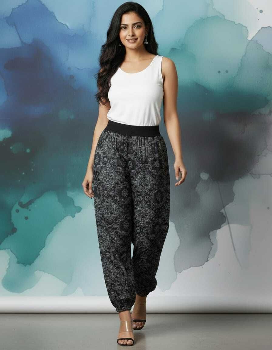 aileyis Printed Polyester Women Harem Pants-picture-21