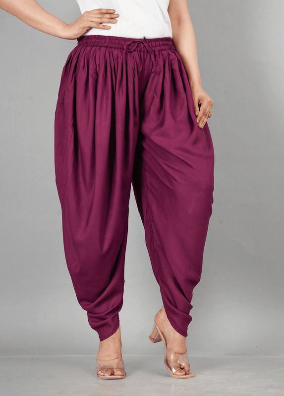Solid Rayon Women Harem Pants-image-2
