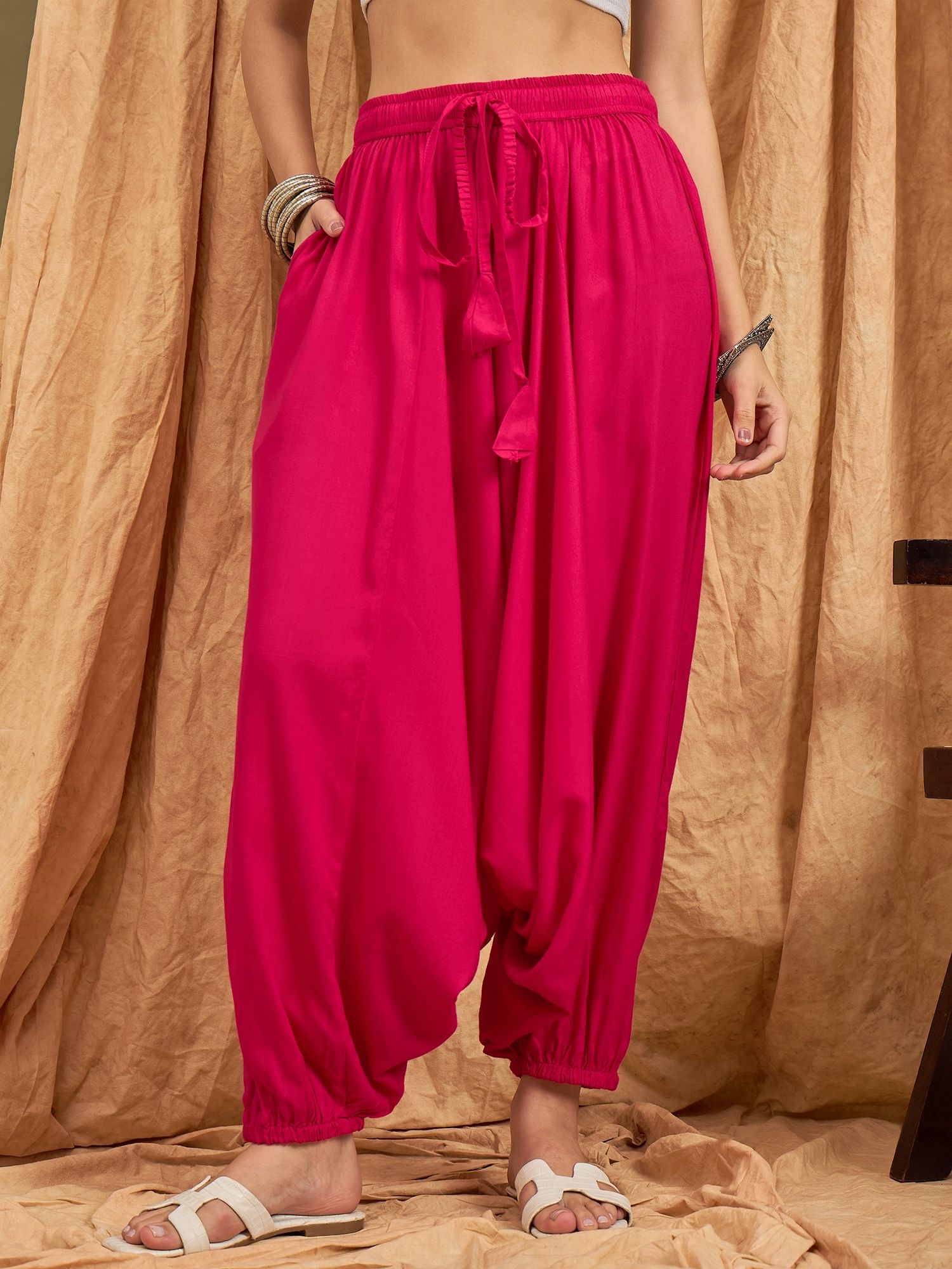 inweave Solid Rayon Women Harem Pants-picture-21