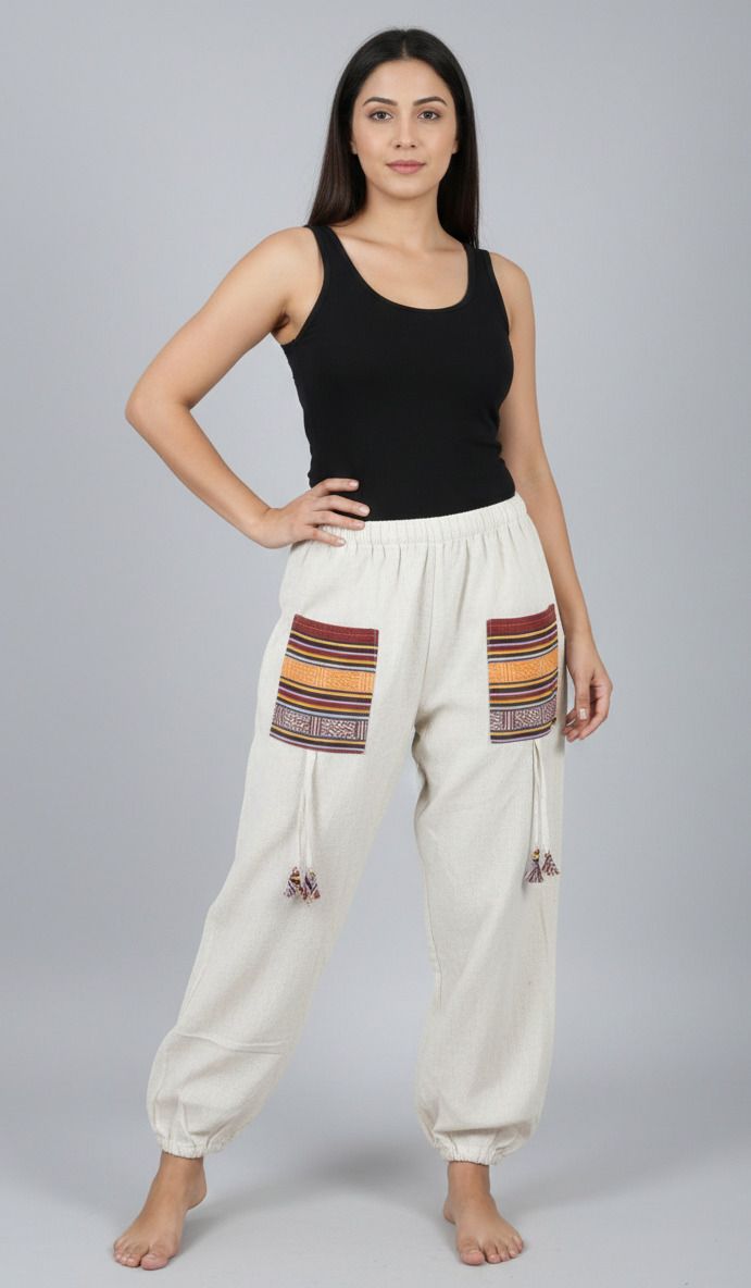 Self Design Cotton Women Harem Pants
