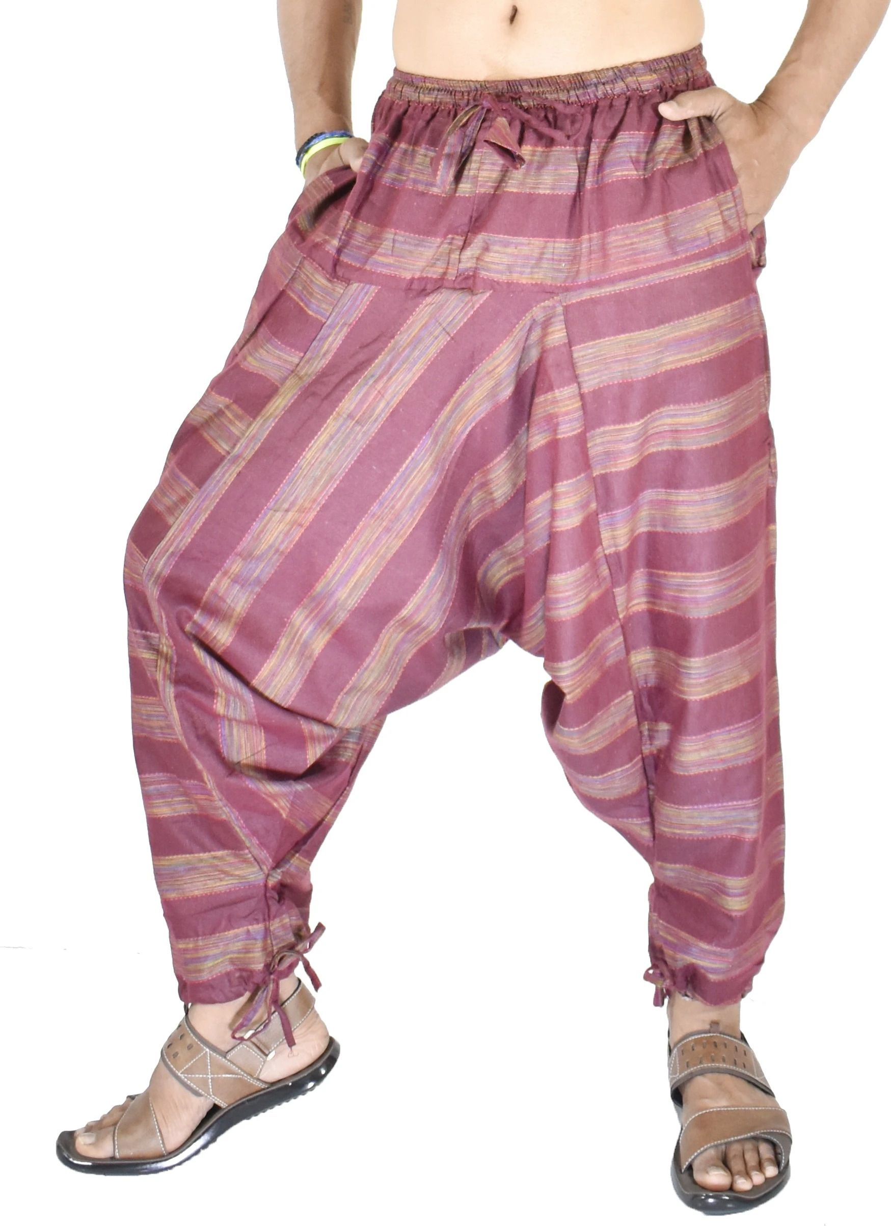 whitewhale Striped Cotton Men Harem Pants-picture-29