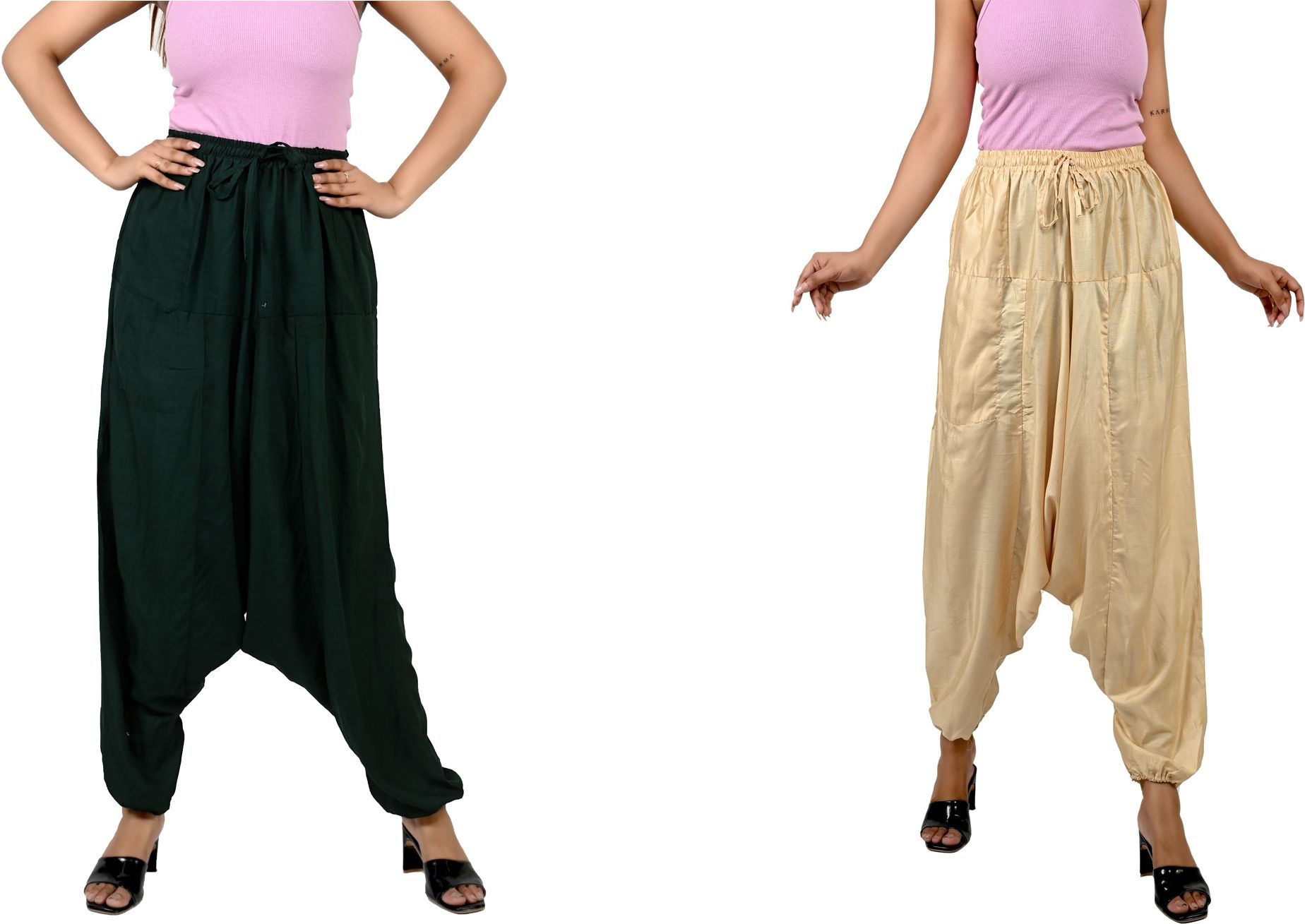 fusfus Solid Rayon Women Harem Pants-picture-11