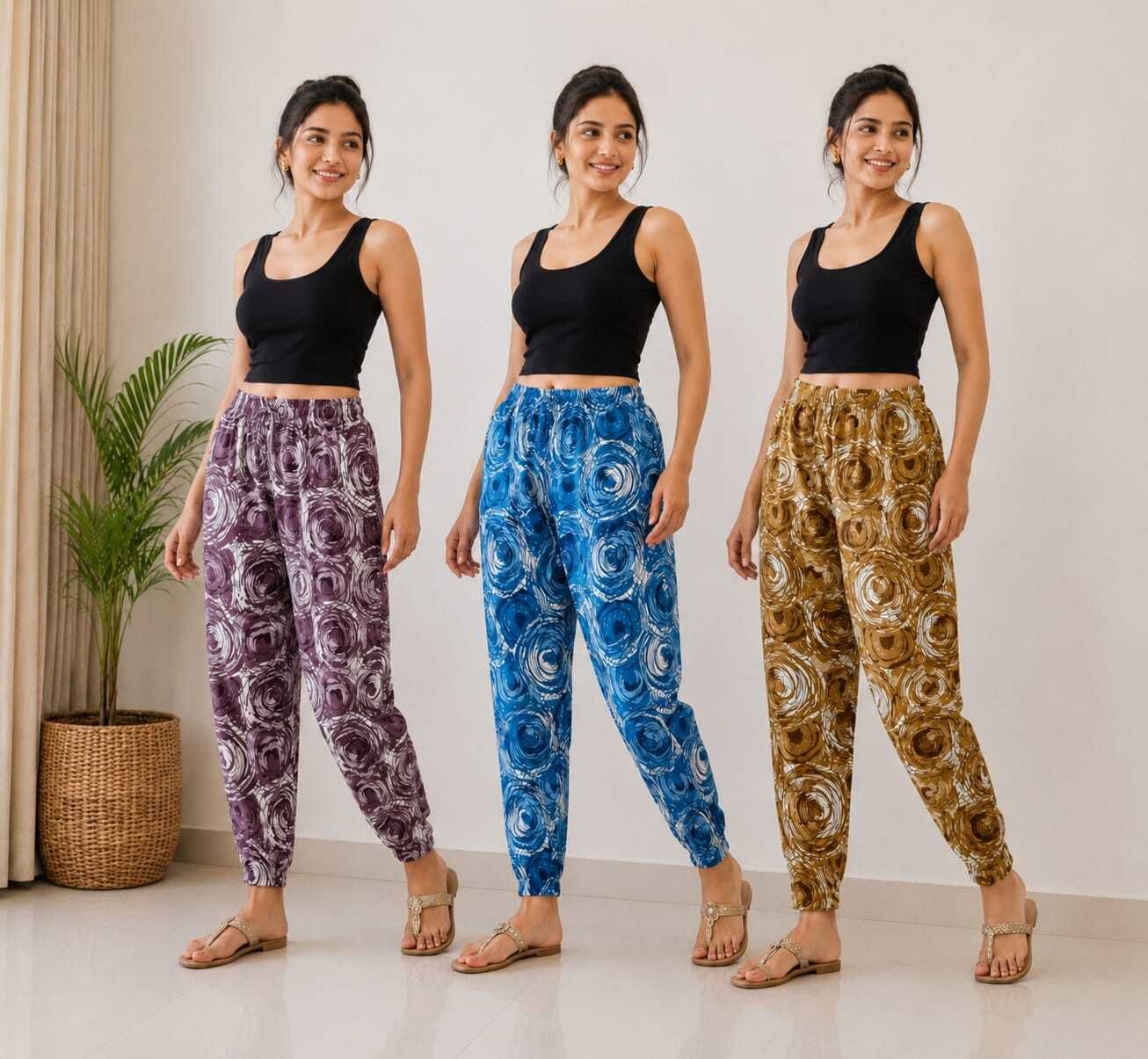 Printed Polyester Women Harem Pants-image-41