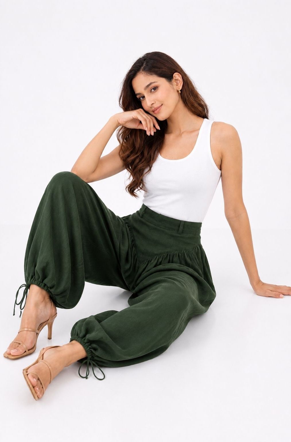 nayaandaaz Solid Linen Women Harem Pants-picture-28
