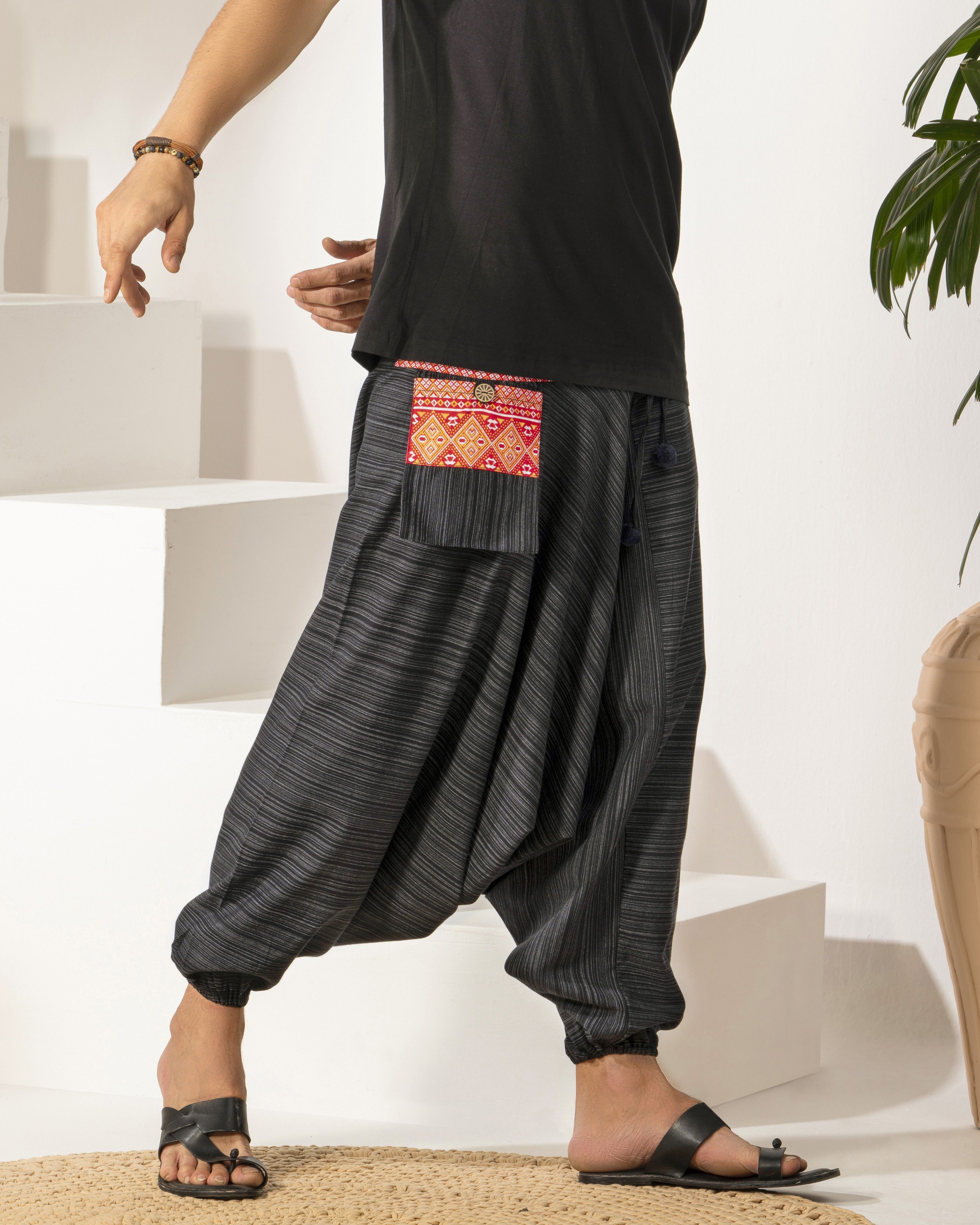 Printed Cotton Lycra Blend Men Harem Pants-image-18