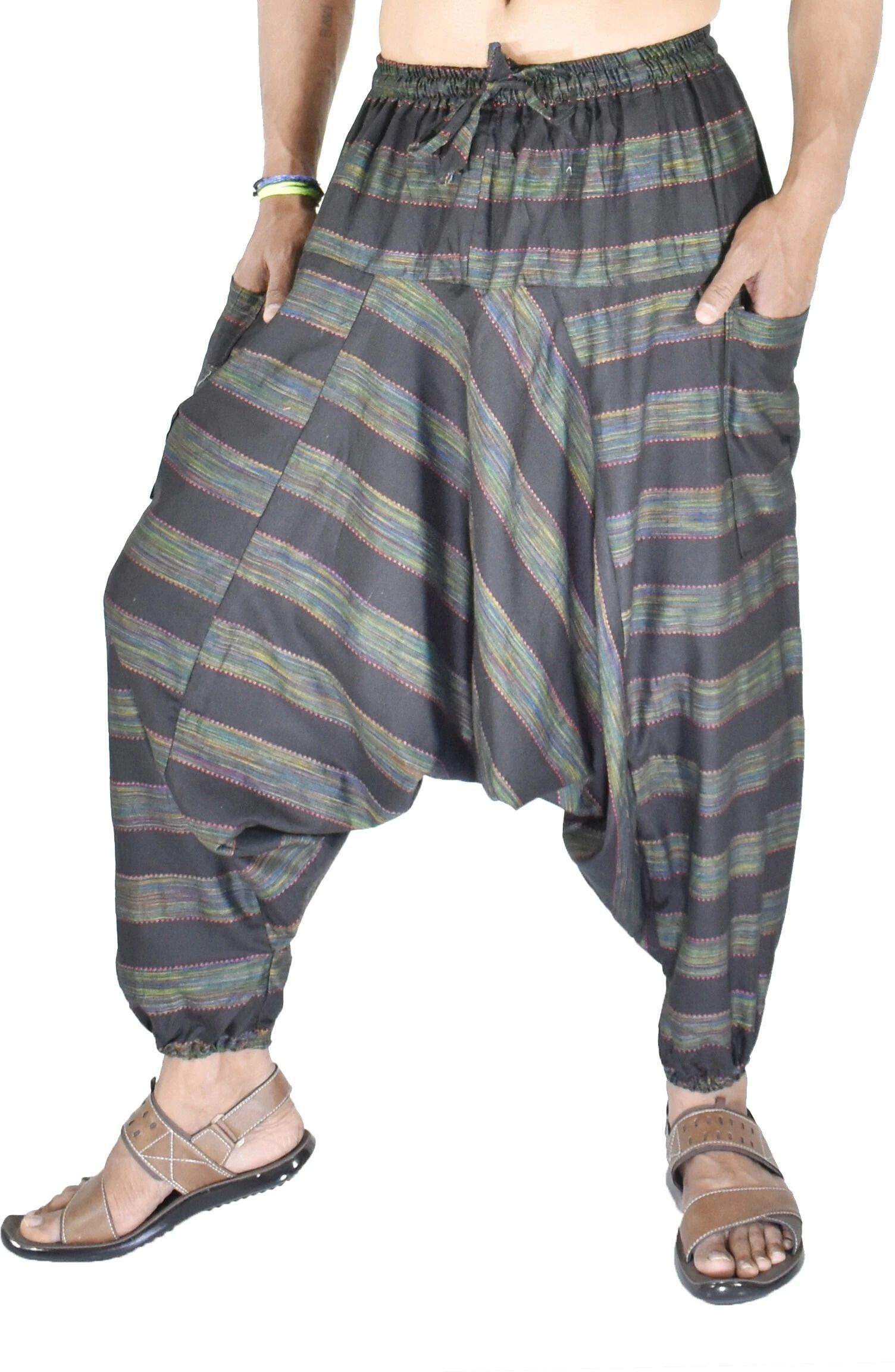 whitewhale Striped Cotton Men Harem Pants-picture-30