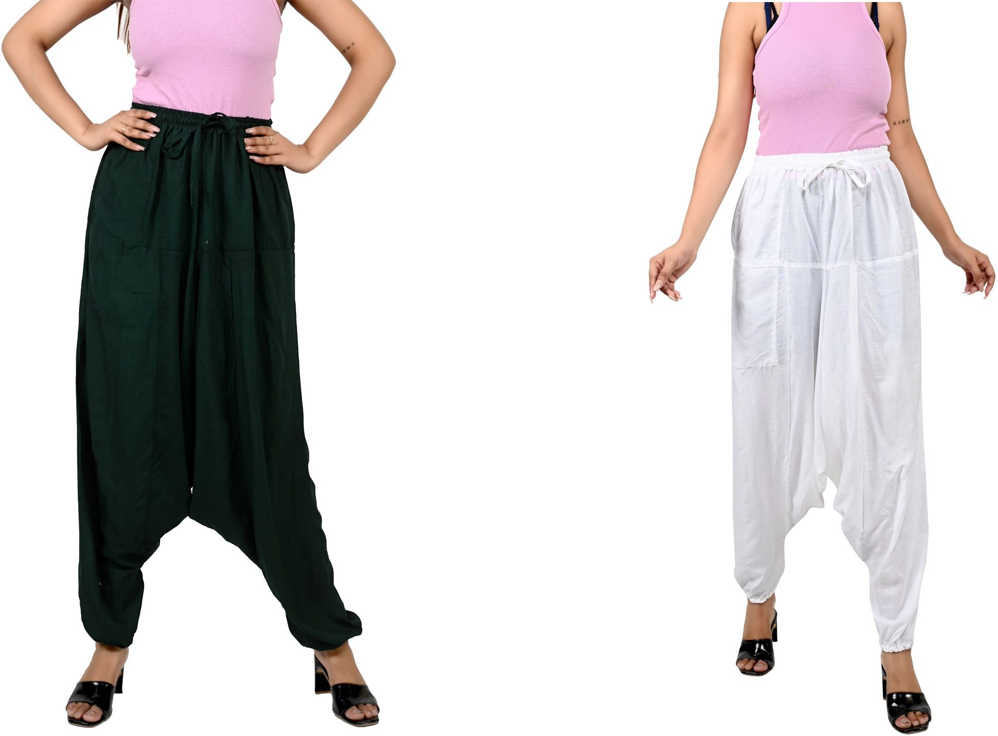 fusfus Solid Rayon Women Harem Pants-picture-30