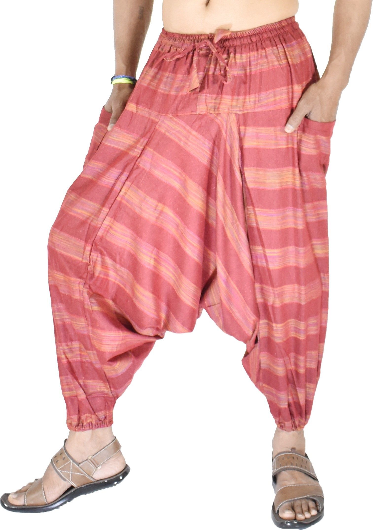 Striped Cotton Men Harem Pants