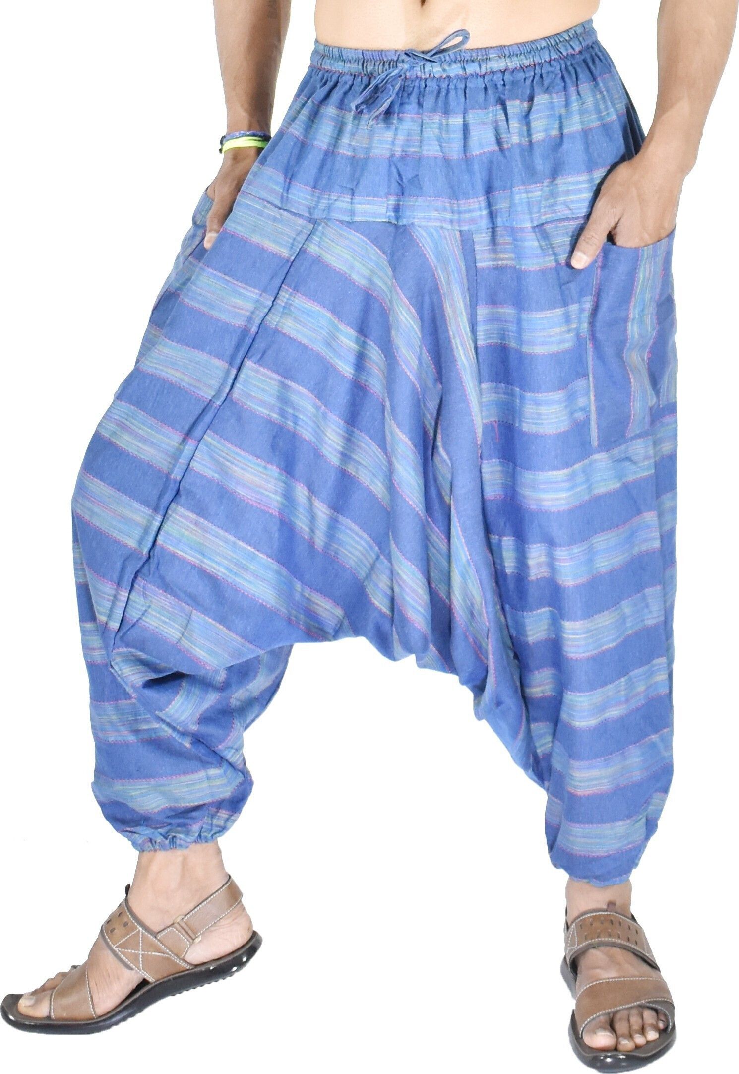 whitewhale Striped Cotton Men Harem Pants-picture-28