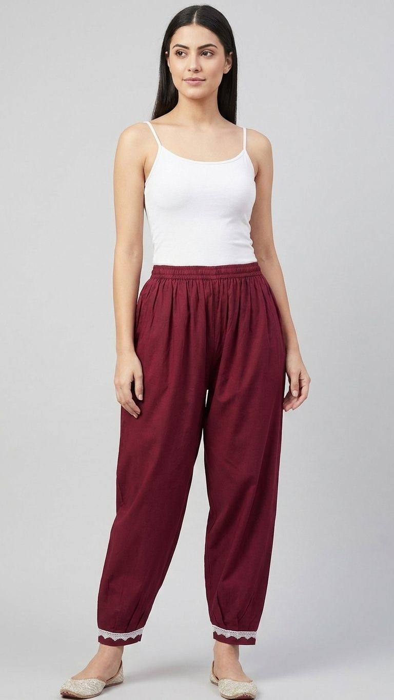 atriyo Solid, Self Design Cotton Women Harem Pants-picture-27