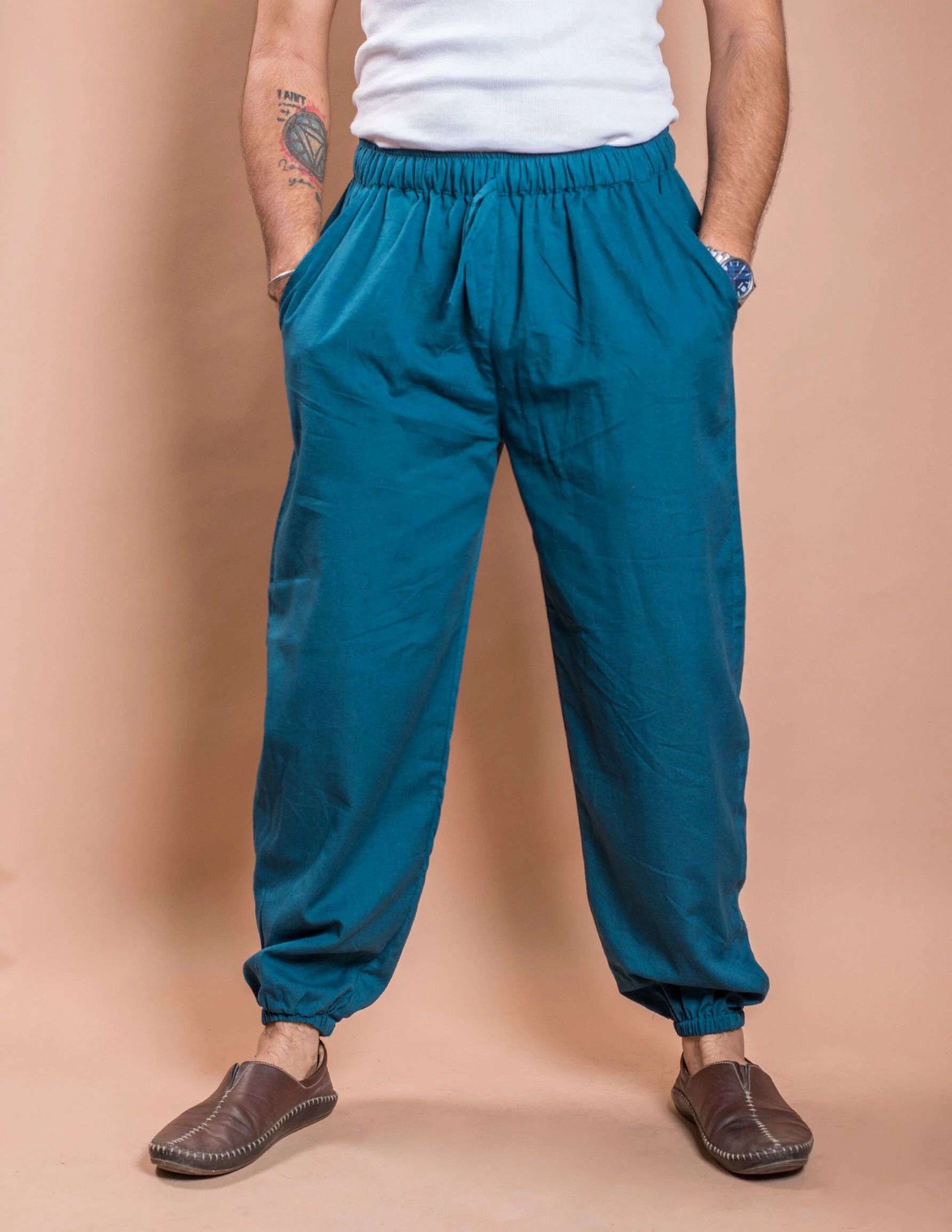earthyfits Solid Cotton Men Harem Pants-picture-35