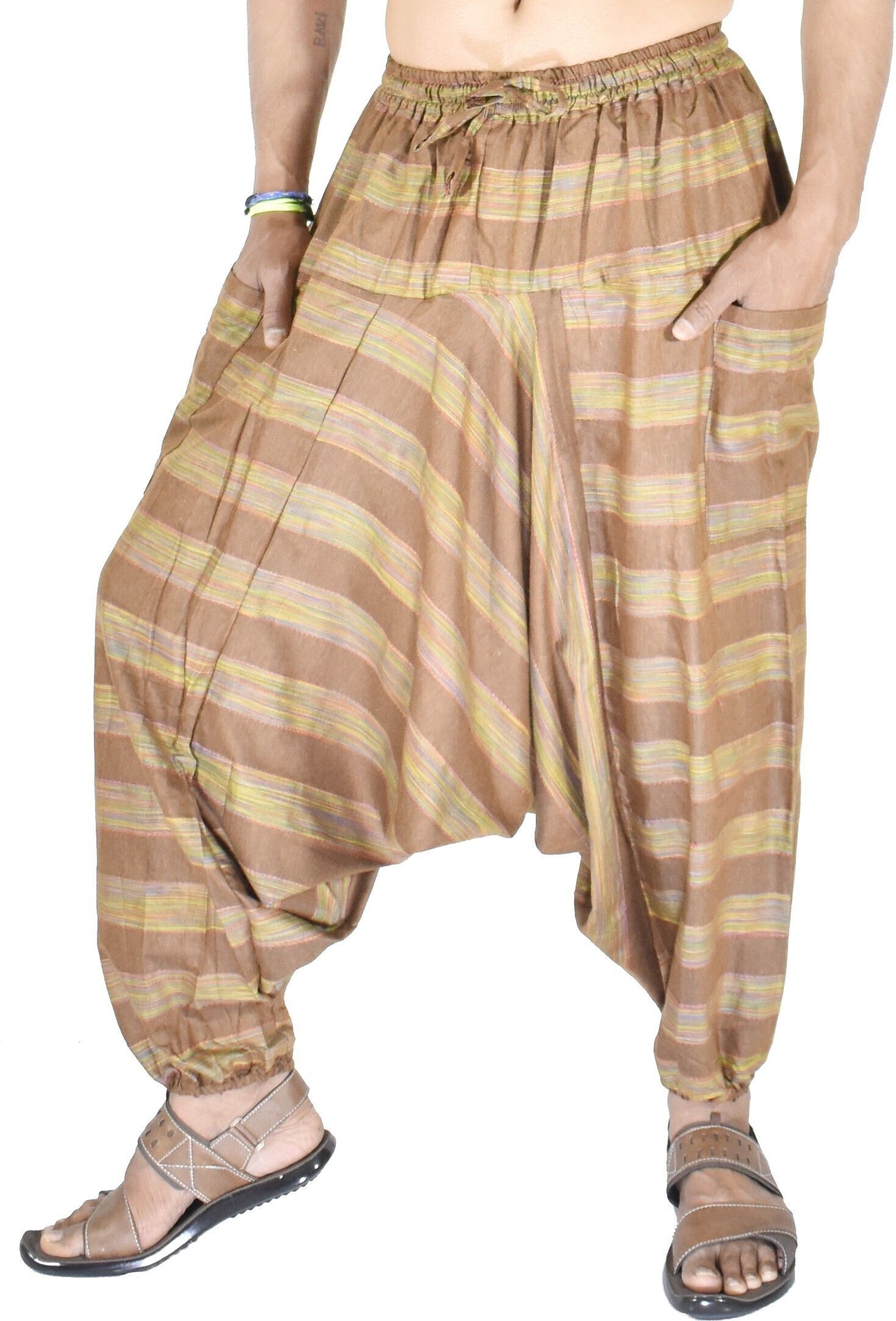 whitewhale Striped Cotton Men Harem Pants-picture-31