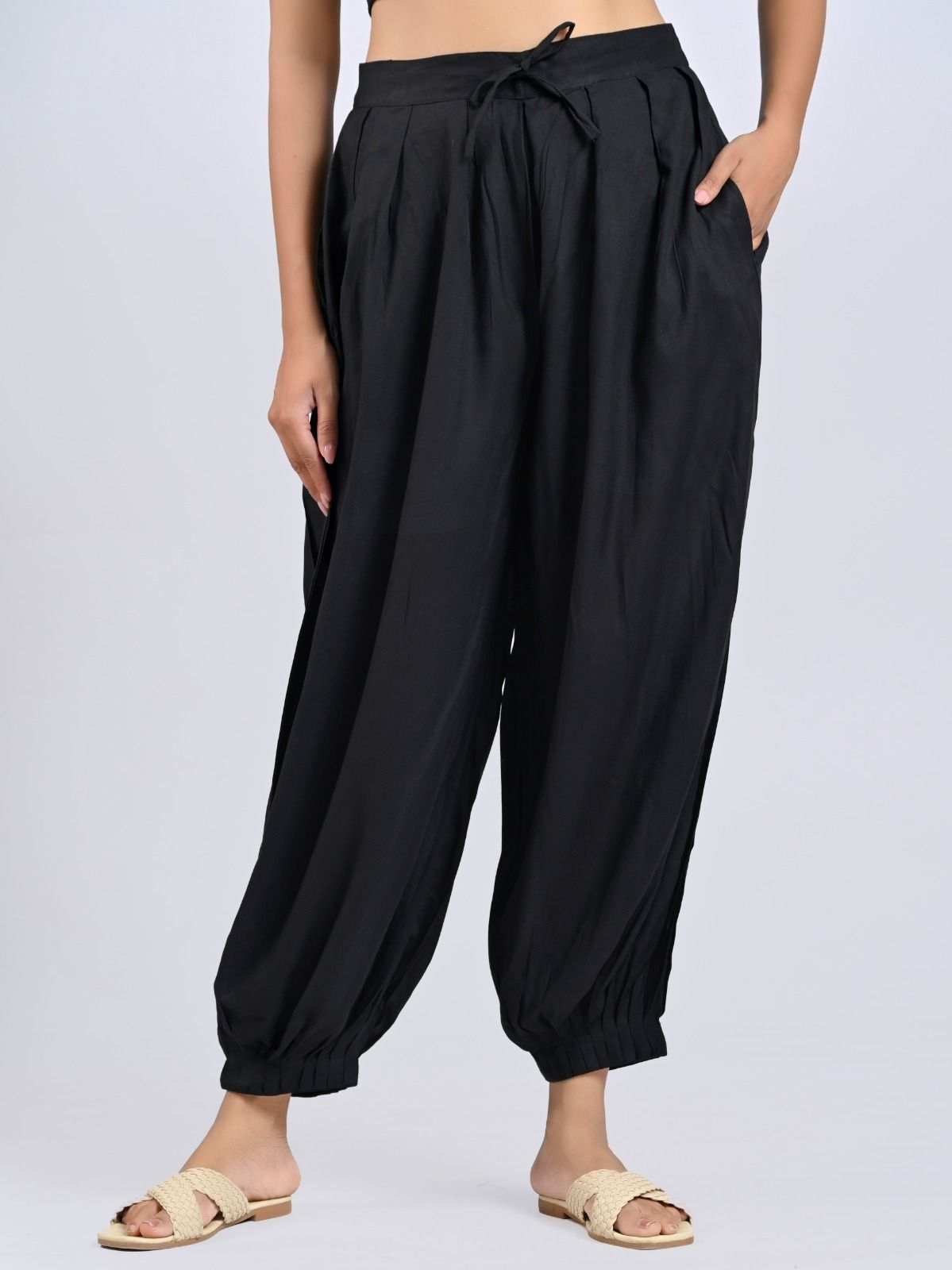 ardanay traders Solid Rayon Women Harem Pants-picture-43