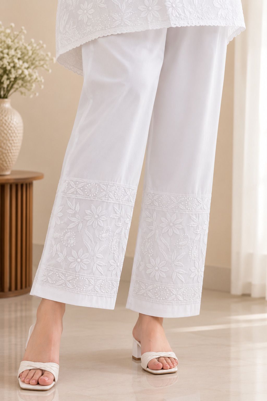 Embroidered Cotton Lycra Blend Women Harem Pants-image-8
