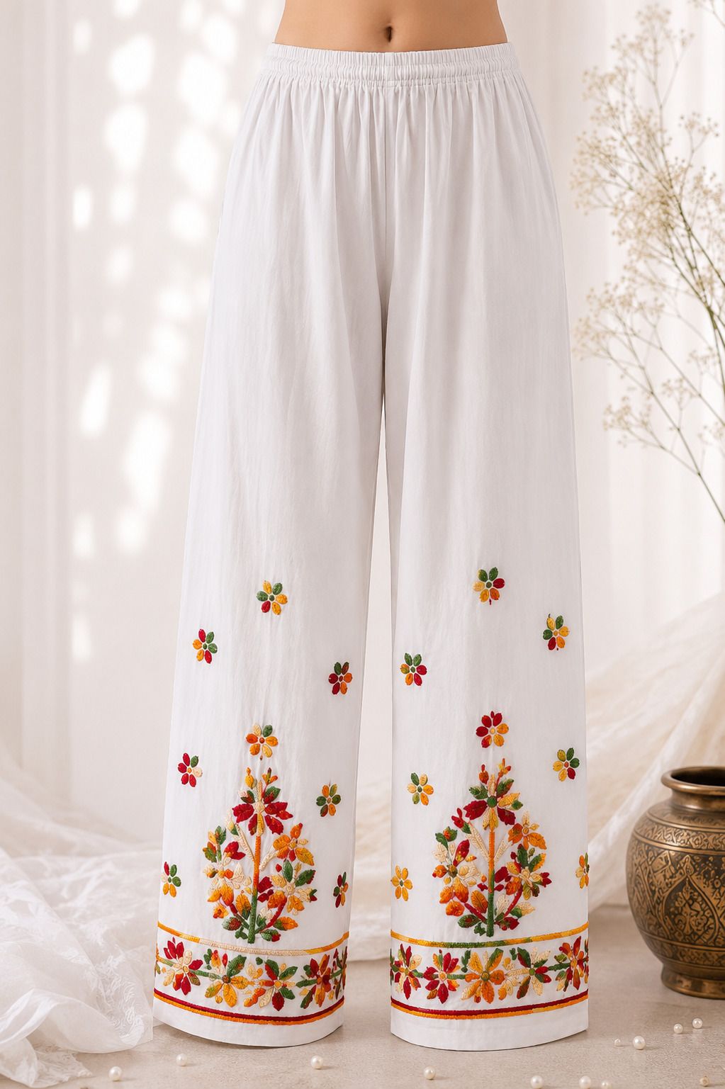 Embroidered Lycra Women Harem Pants-image-48