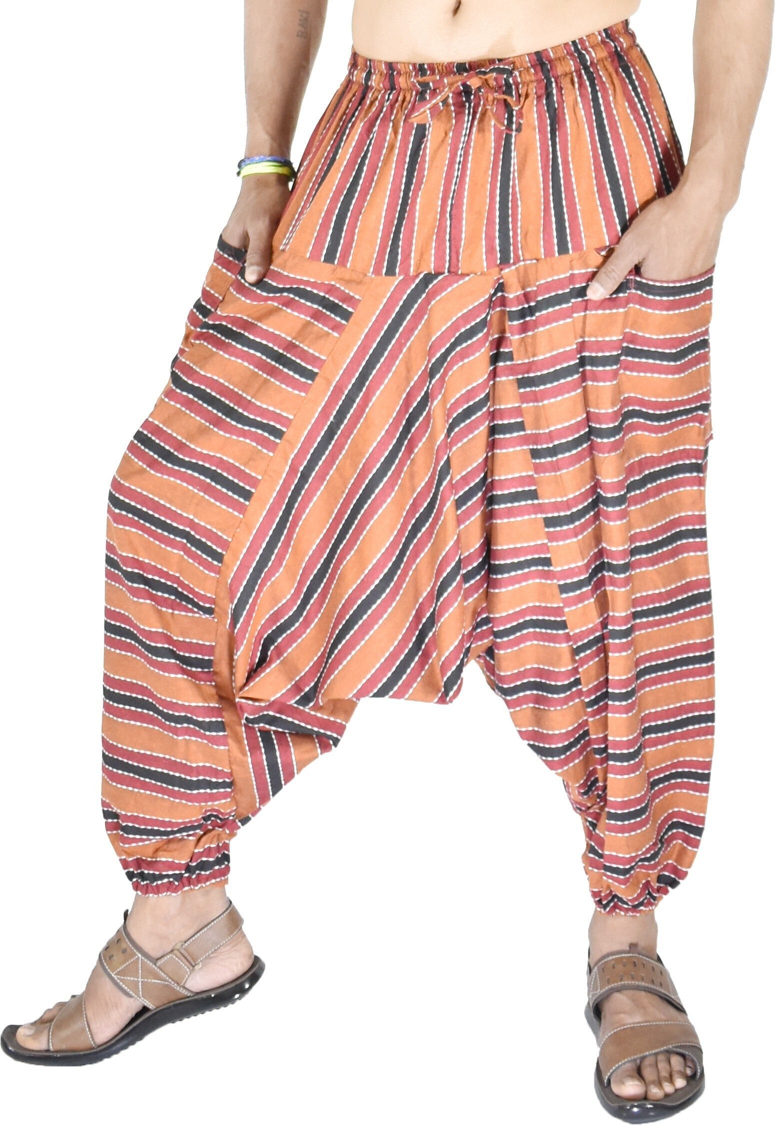 whitewhale Striped Cotton Men Harem Pants-picture-39
