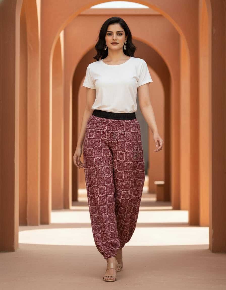 aileyis Printed Polyester Women Harem Pants-picture-20