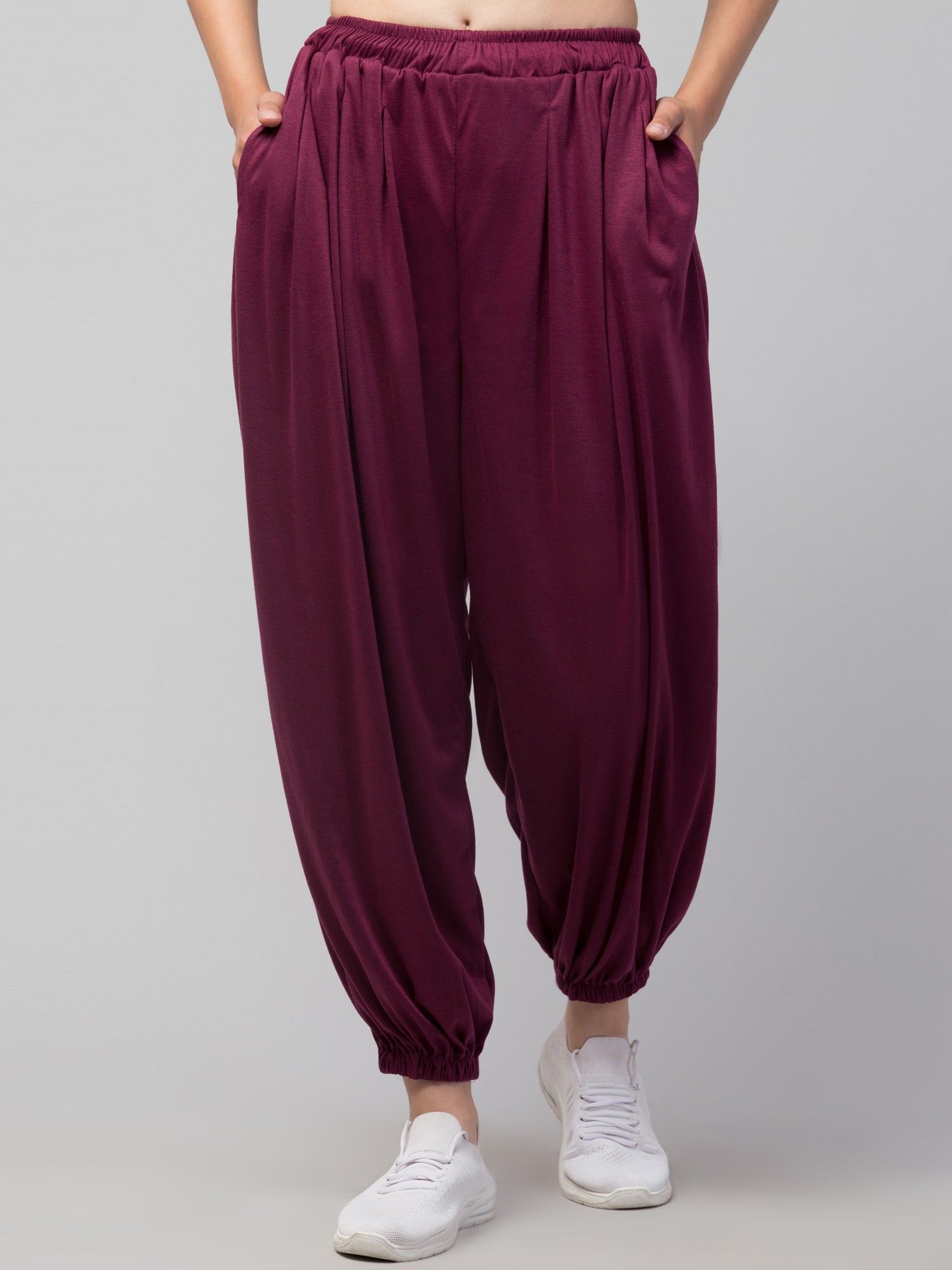 Solid Viscose Women Harem Pants-image-25