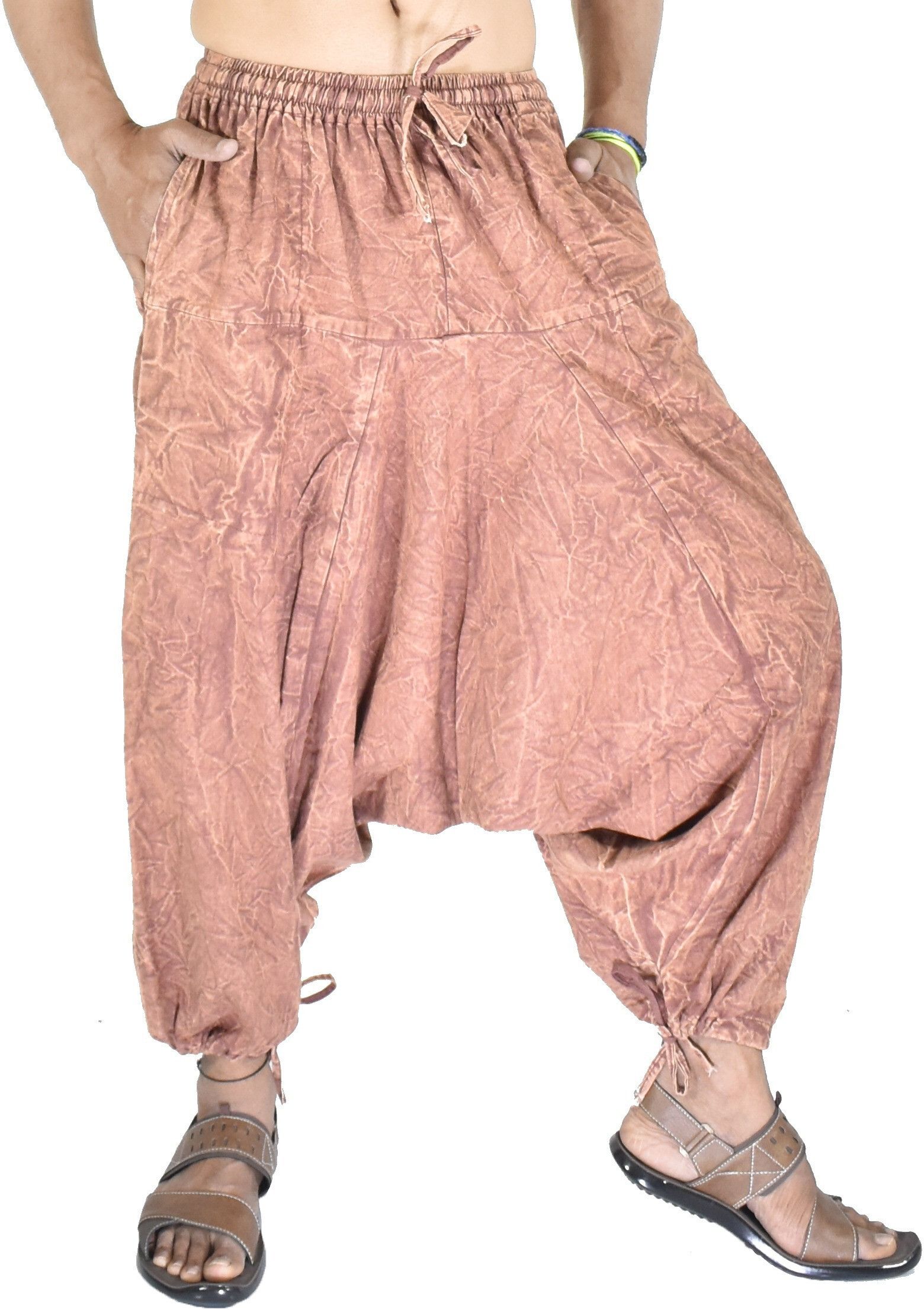 whitewhale Colorblock Cotton Men Harem Pants-picture-47