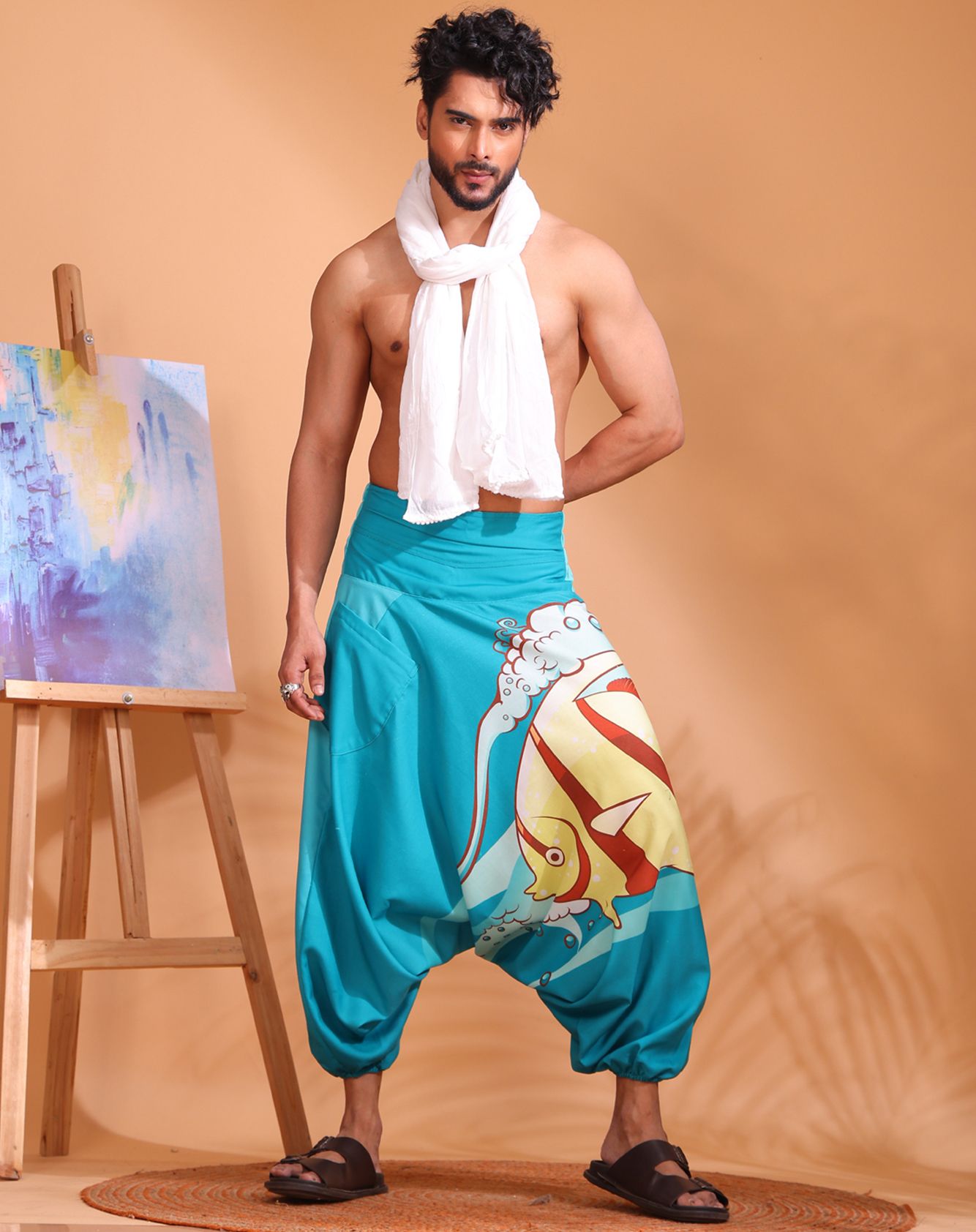 Animal Print Cotton Men Harem Pants-image-46