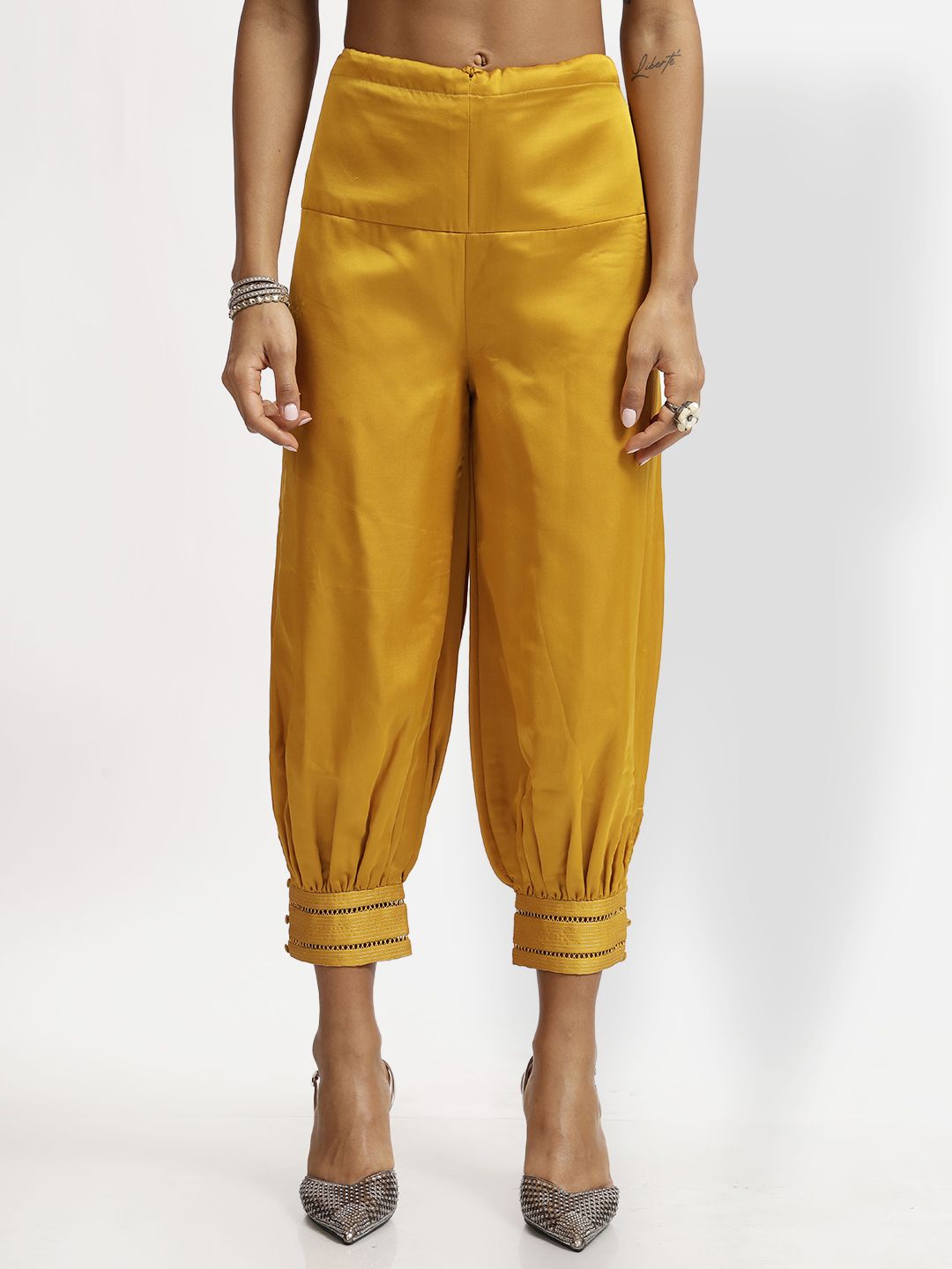 lela Solid Polyester Women Harem Pants-picture-6
