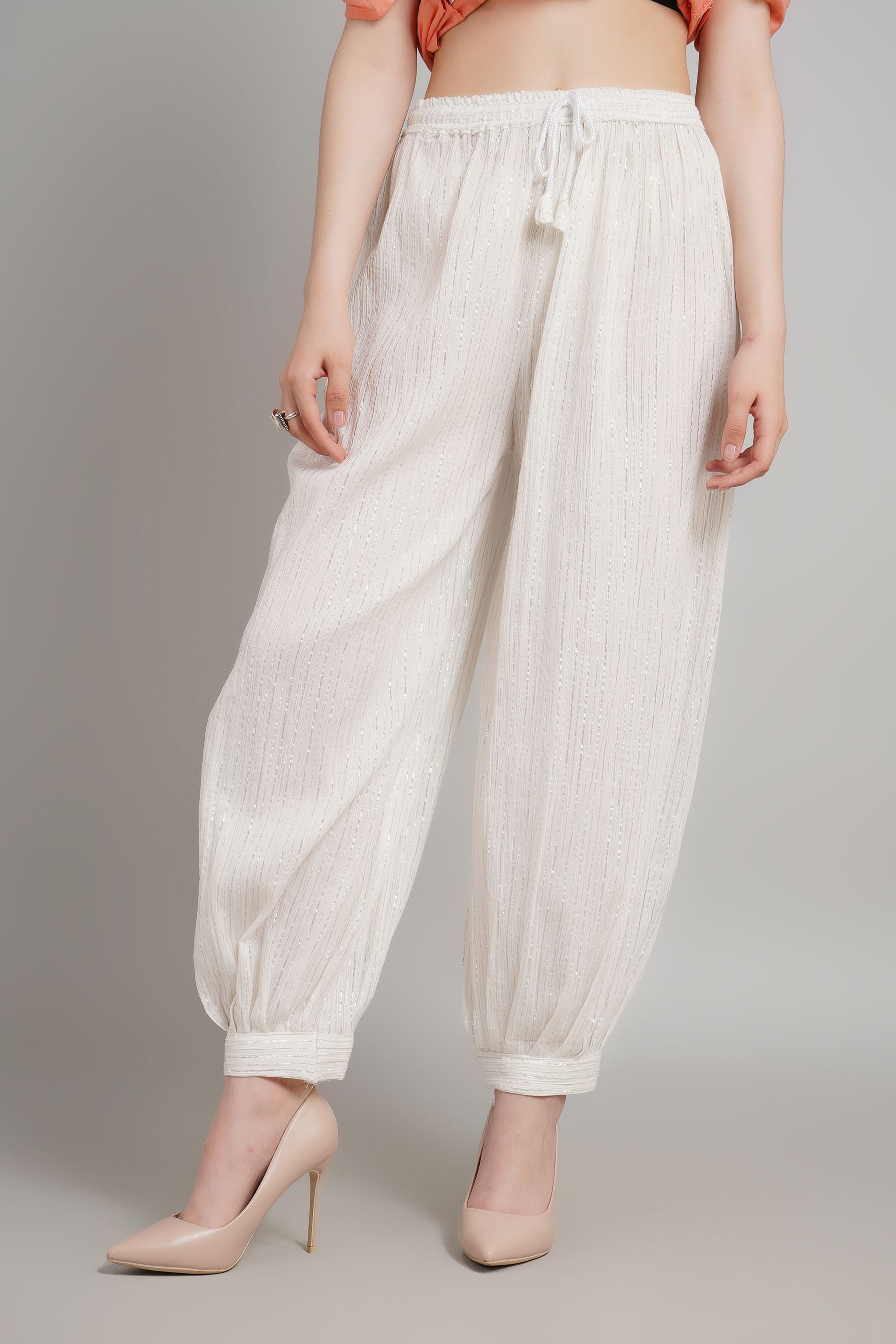 Solid Cotton Women Harem Pants-image-5